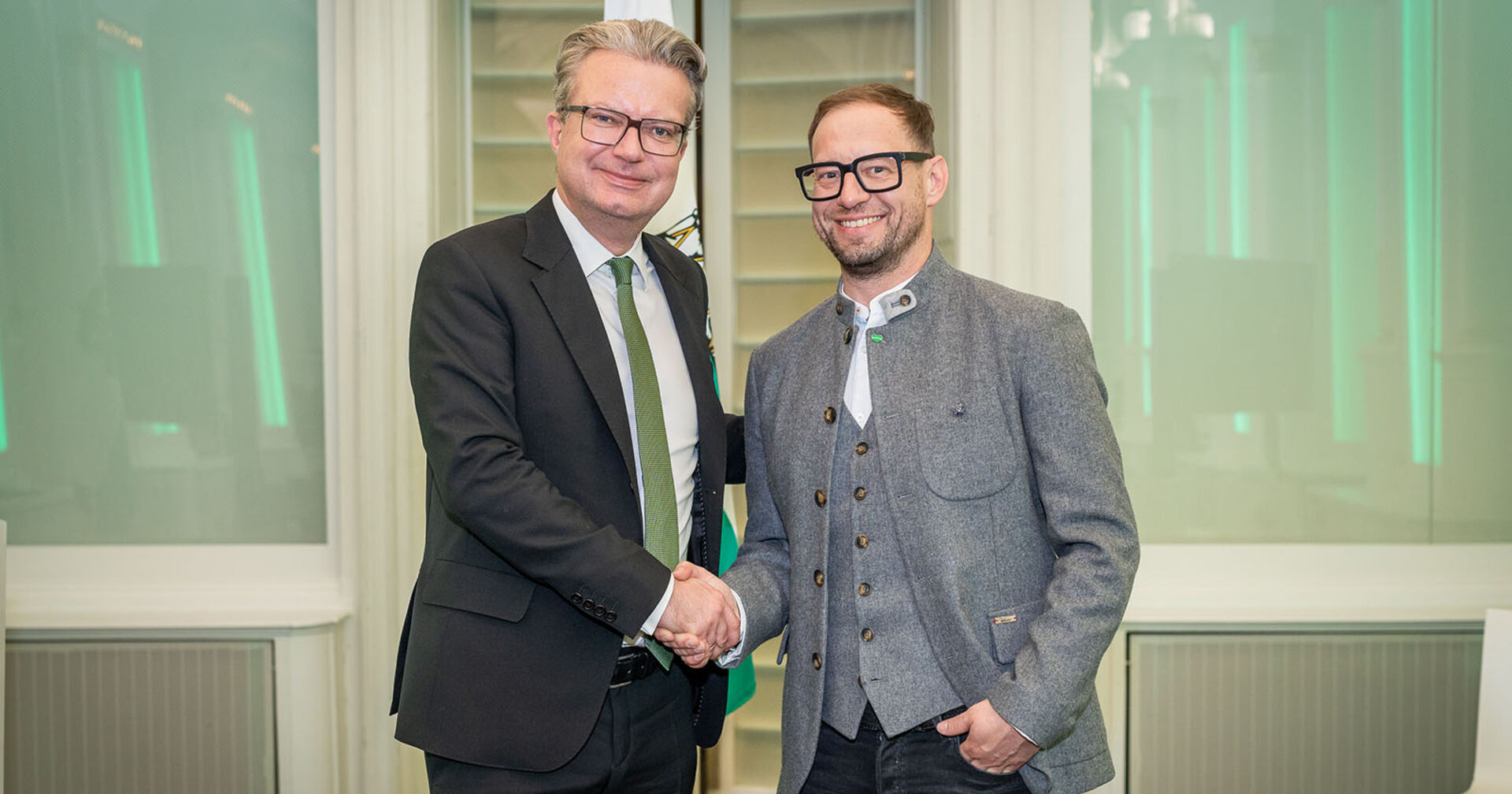 Landeshauptmann Christopher Drexler und Fleischermeister Robert Buchgraber anlässlich der Steiermarkrede.