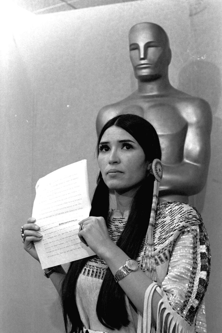 Aktivistin Sacheen Littlefeather bei der Oscar-Verleihung.