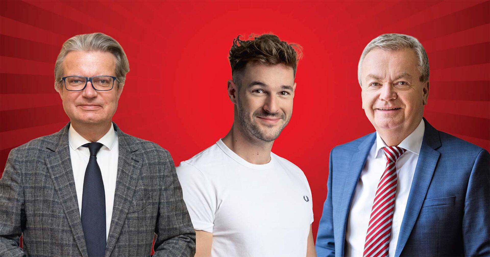 Landeshauptmann Christopher Drexler, Musiker Paul Pizzera und Landeshauptmann-Stellvertreter Anton Lang