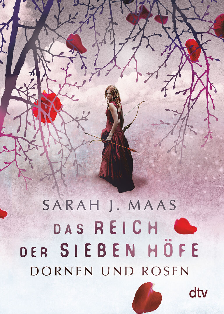 Buchcover mit einer jungen Frau im Wald und Rosen