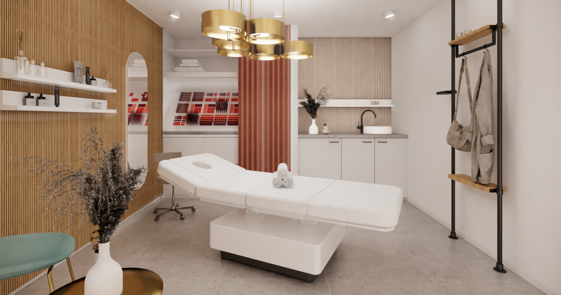 Weiße Liege in einem Schönheitssalon