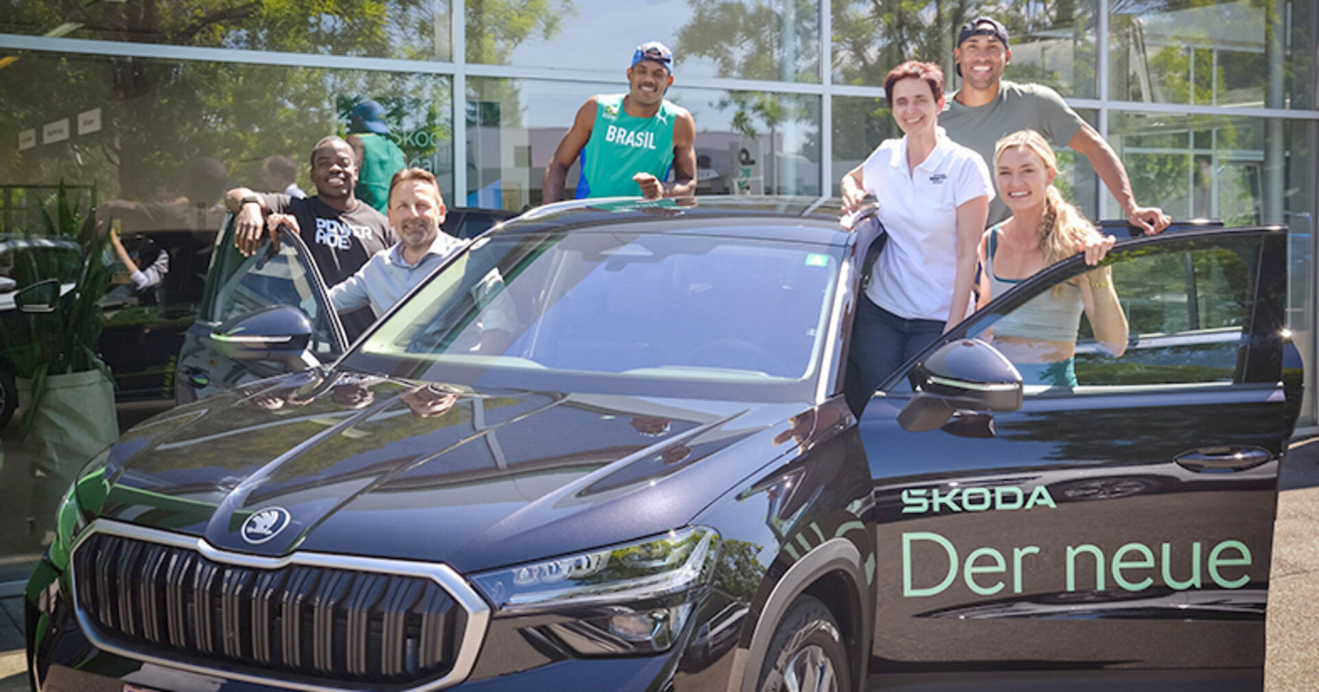 Rechts/vorne: Annie Kunz (USA), Damian Warner (CAN); Links/hinten: Ken Mullings (BAH), Jose Fernando Ferreira Santana (BRA)