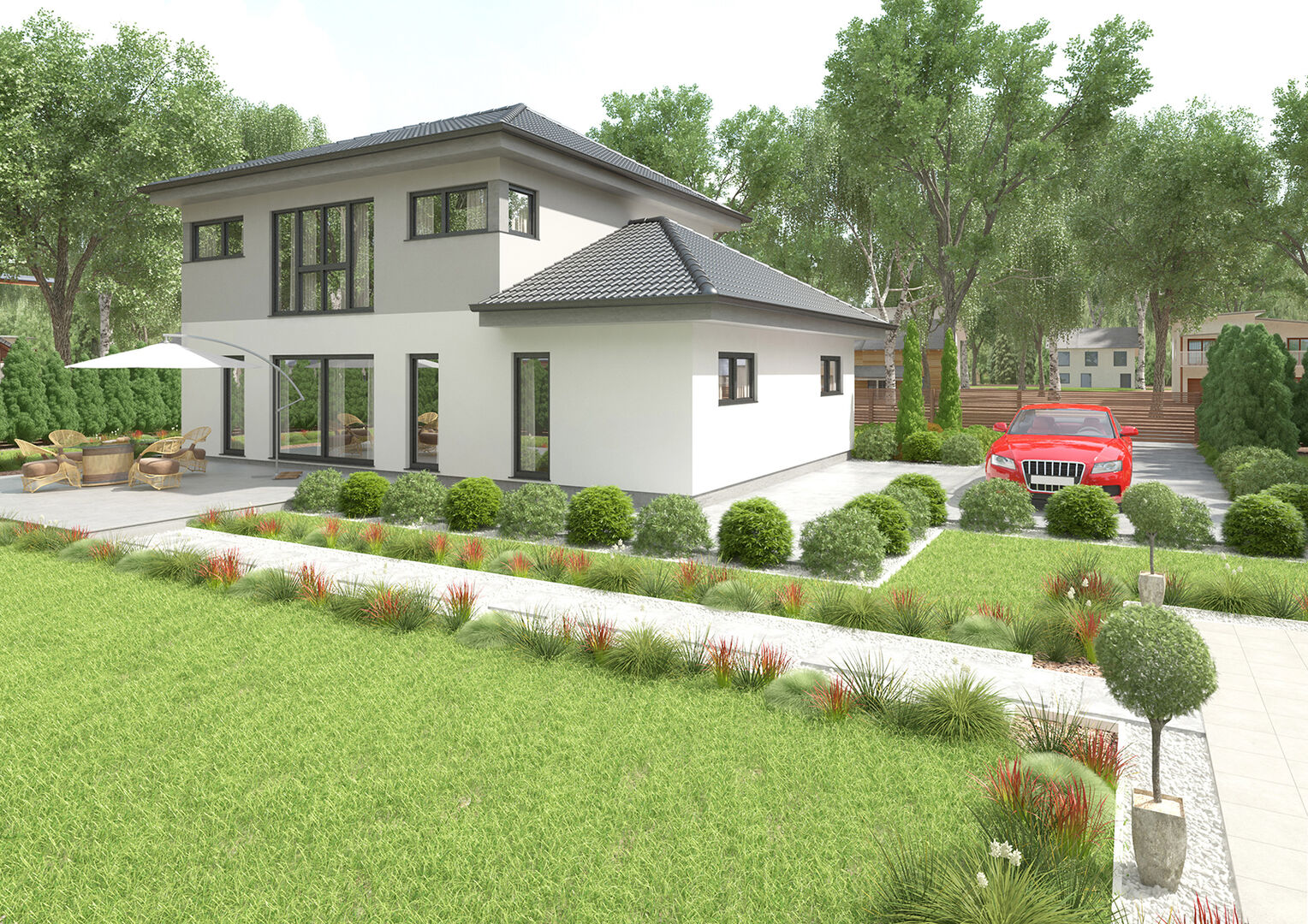 Bungalow nach Zubau | Credit: Visu/HARTL HAUS