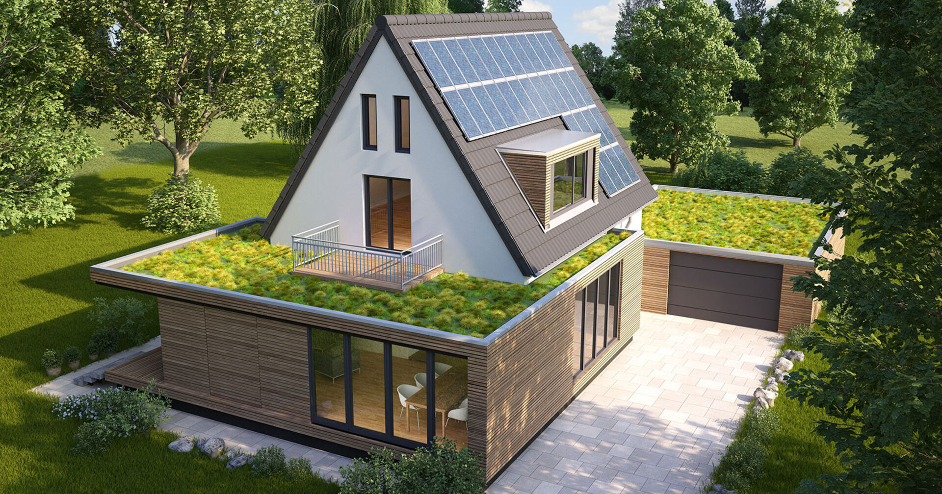 Modernes Wohnhaus mit Zubau | Credit: iStock.com/Oliver Hasselluhn