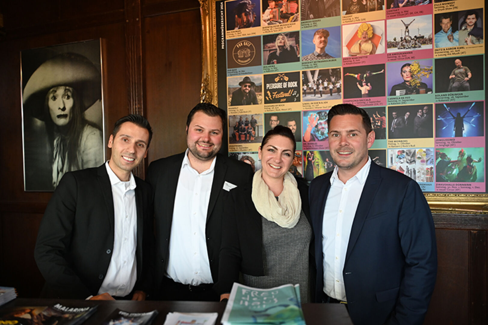 GF Christian Stadler  (MO Catering Eventservice GmbH), Philipp Thaler (Veranstaltungsleiter),  Kerstin Lantzsch (MO Human Resources) und GF Marco Geser (GF MO