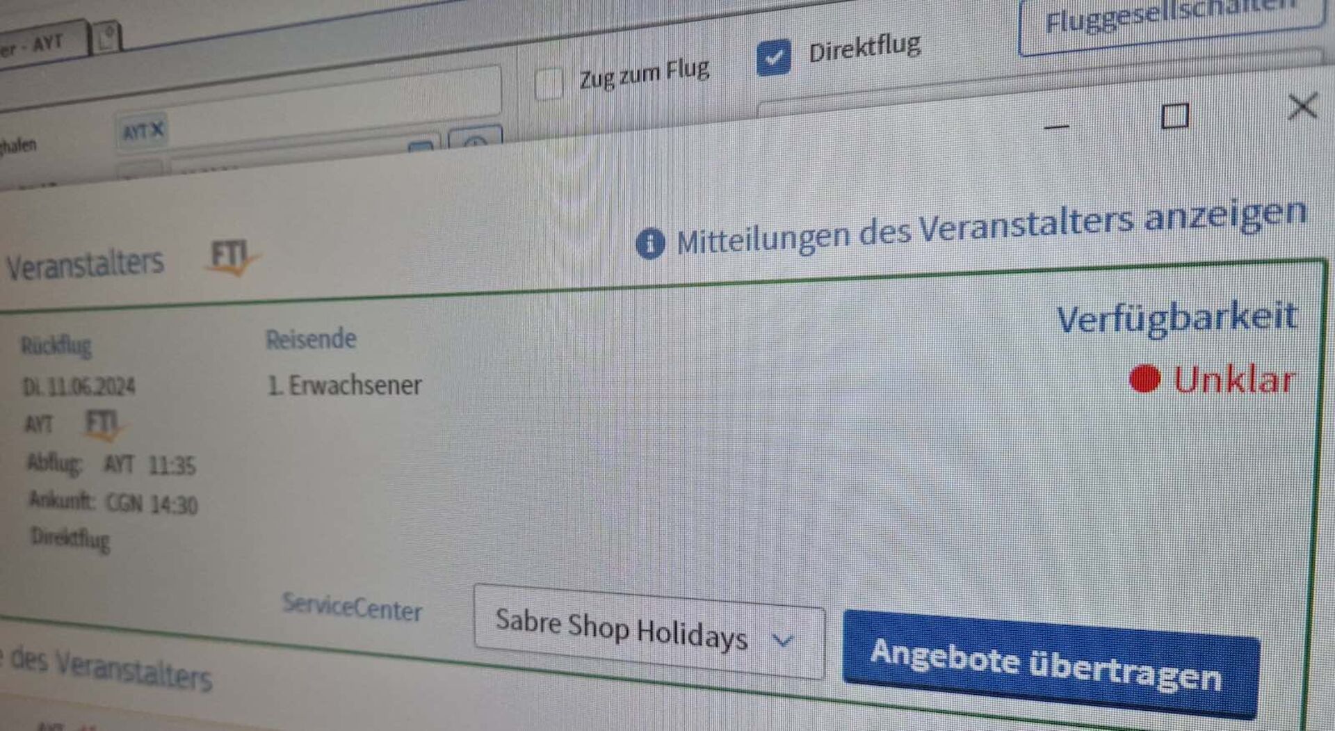 Frontpage einer Reiseseite.