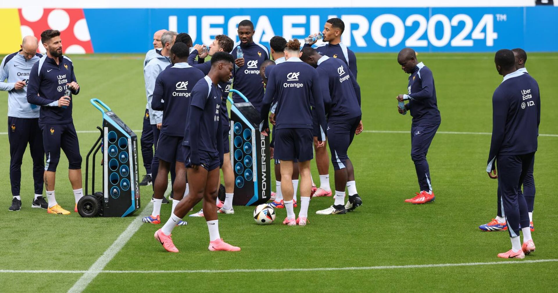 Spieler der französischen Nationalmannschaft beim Training.