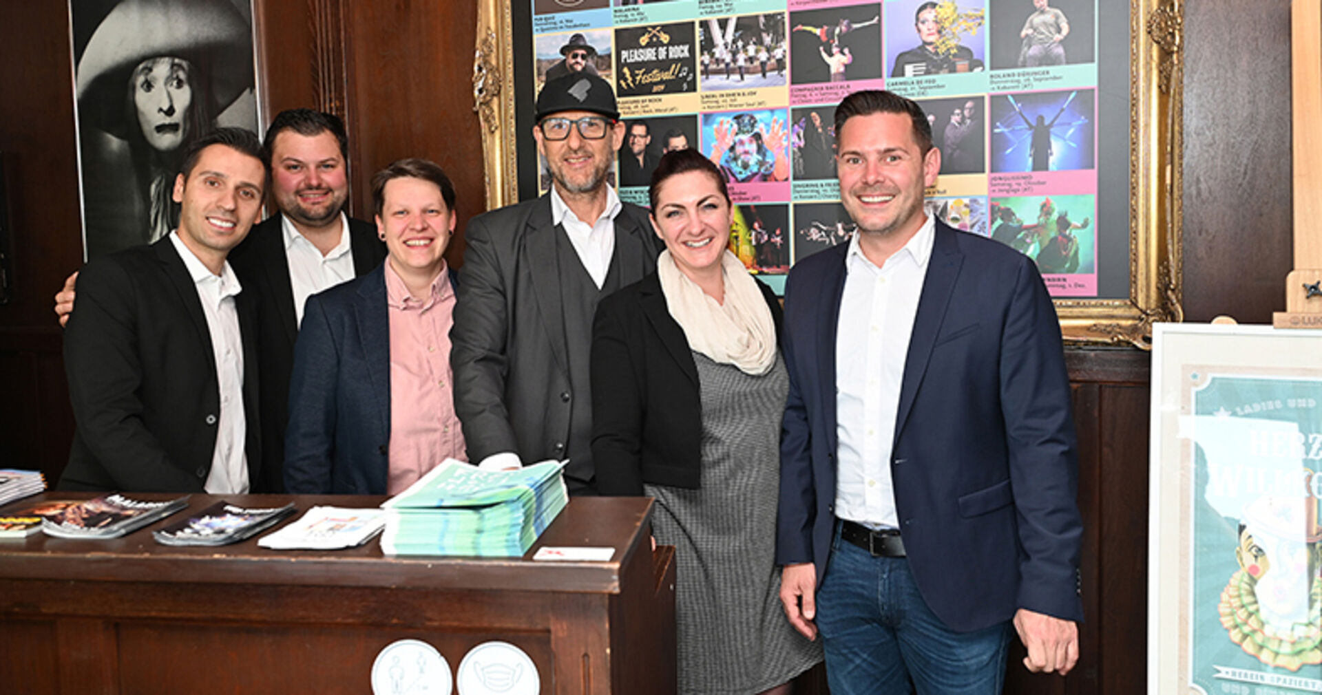 GF Christian Stadler  (MO Catering Eventservice GmbH), Philipp Thaler (Veranstaltungsleiter),  Lisa-Marie Berkmann  (GF Freudenhaus), Roman Röhrer (GF Freudenhaus), Kerstin Lantzsch  (MO Human Resources) und GF Marco Geser (GF MO Catering)