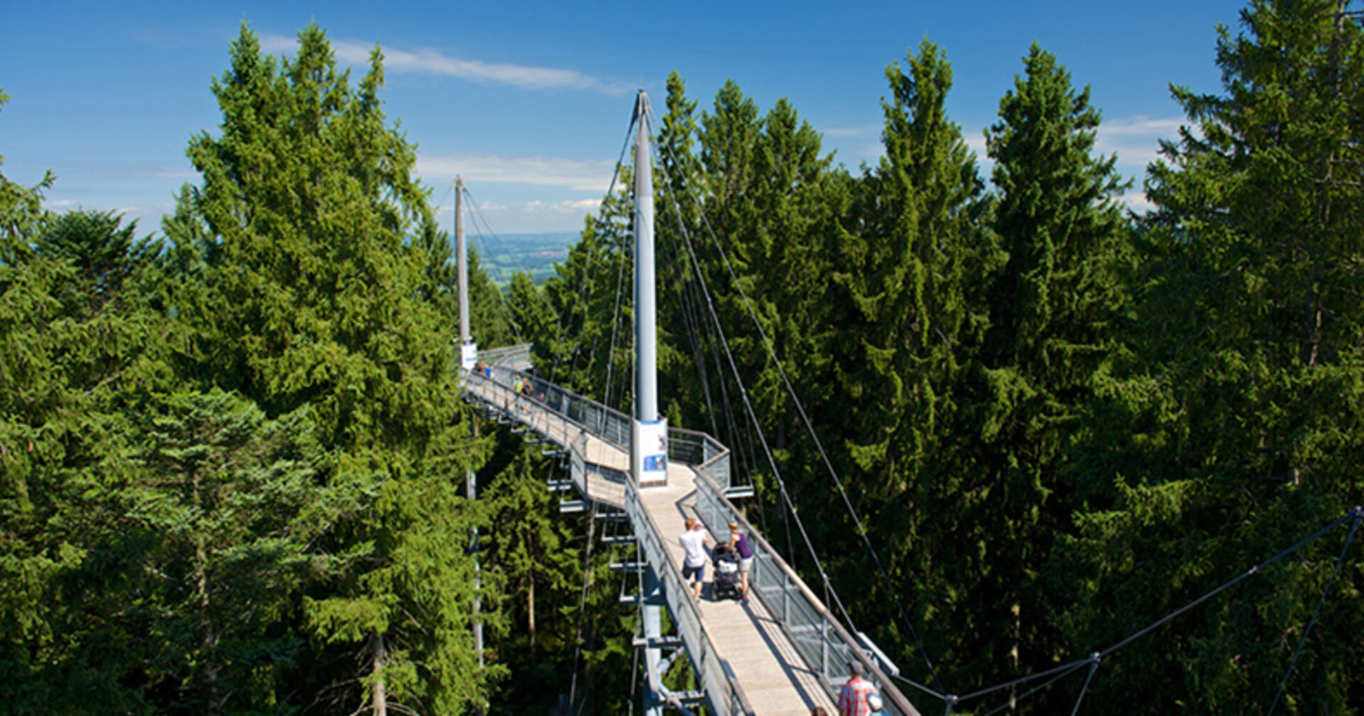Klarinetten im Wald, Alphornbläser auf der Panorama Terrasse, Trompeten oben am Aussichtsturm.