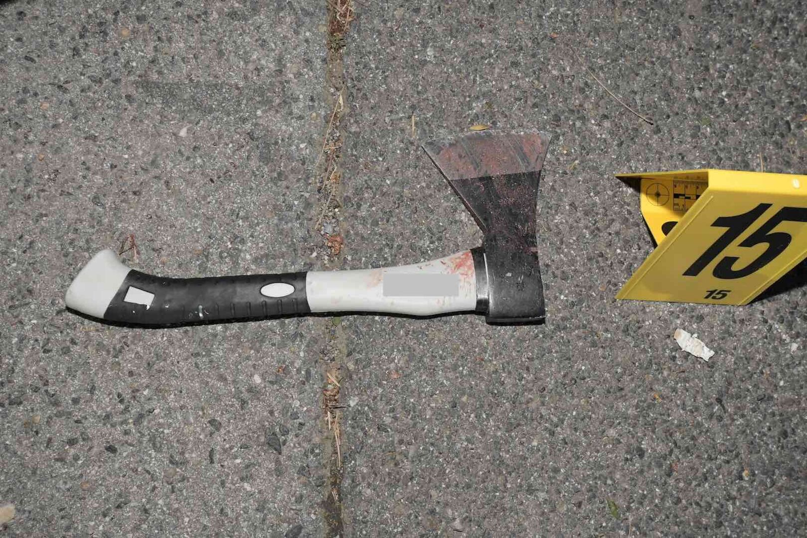 Die Tatwaffe: eine blutverschmierte Axt