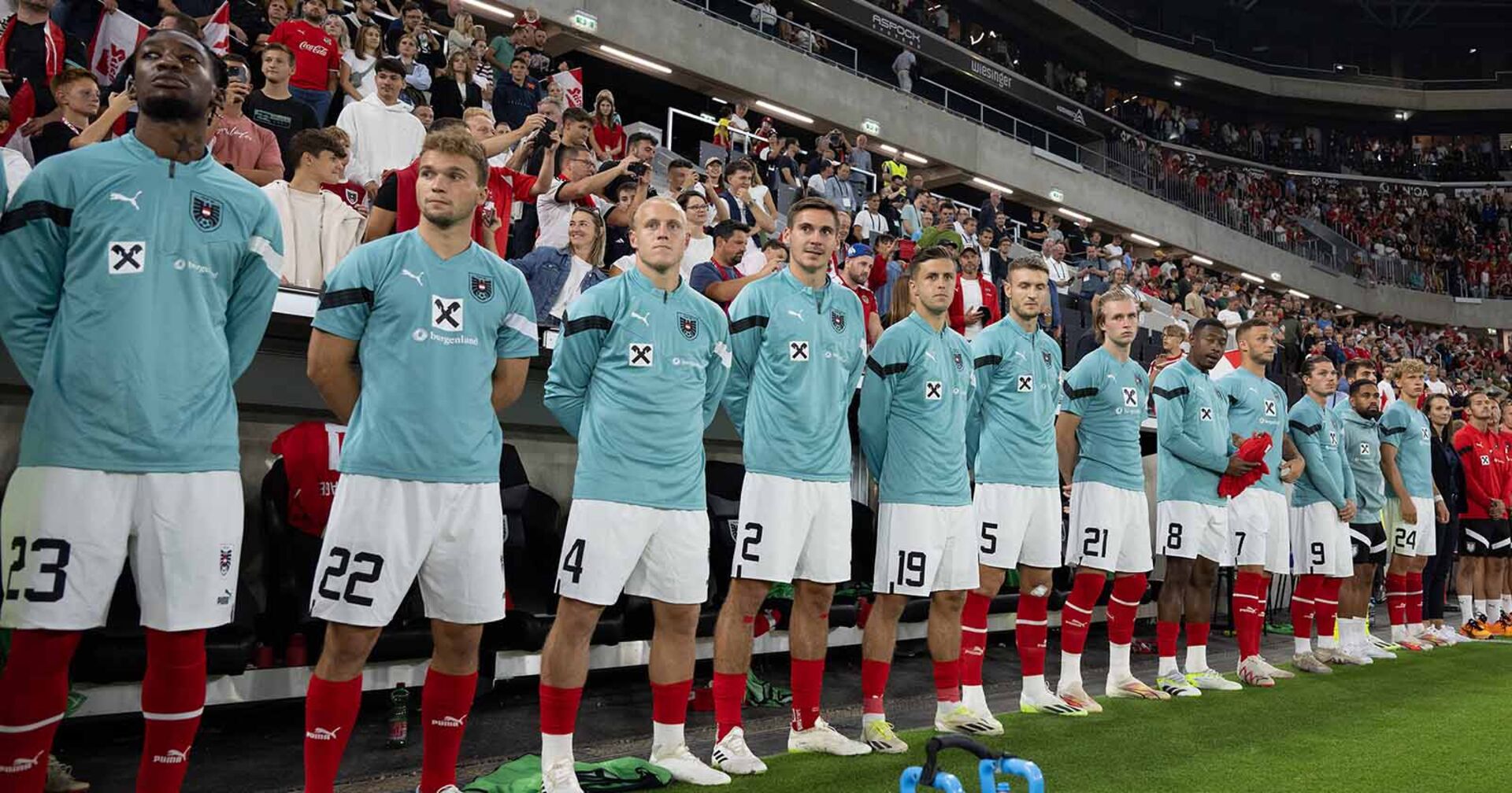 Die Spieler der österreichischen Fußball-Nationalmannschaft im Rahmen eines Testspiels gegen Moldau