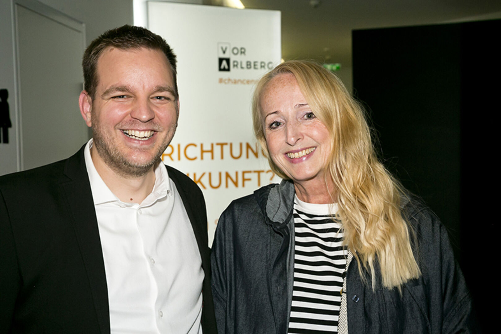 Christian Lampert (Marke Vorarlberg Team) und Eva Engel (Logo Marke Vorarlberg)