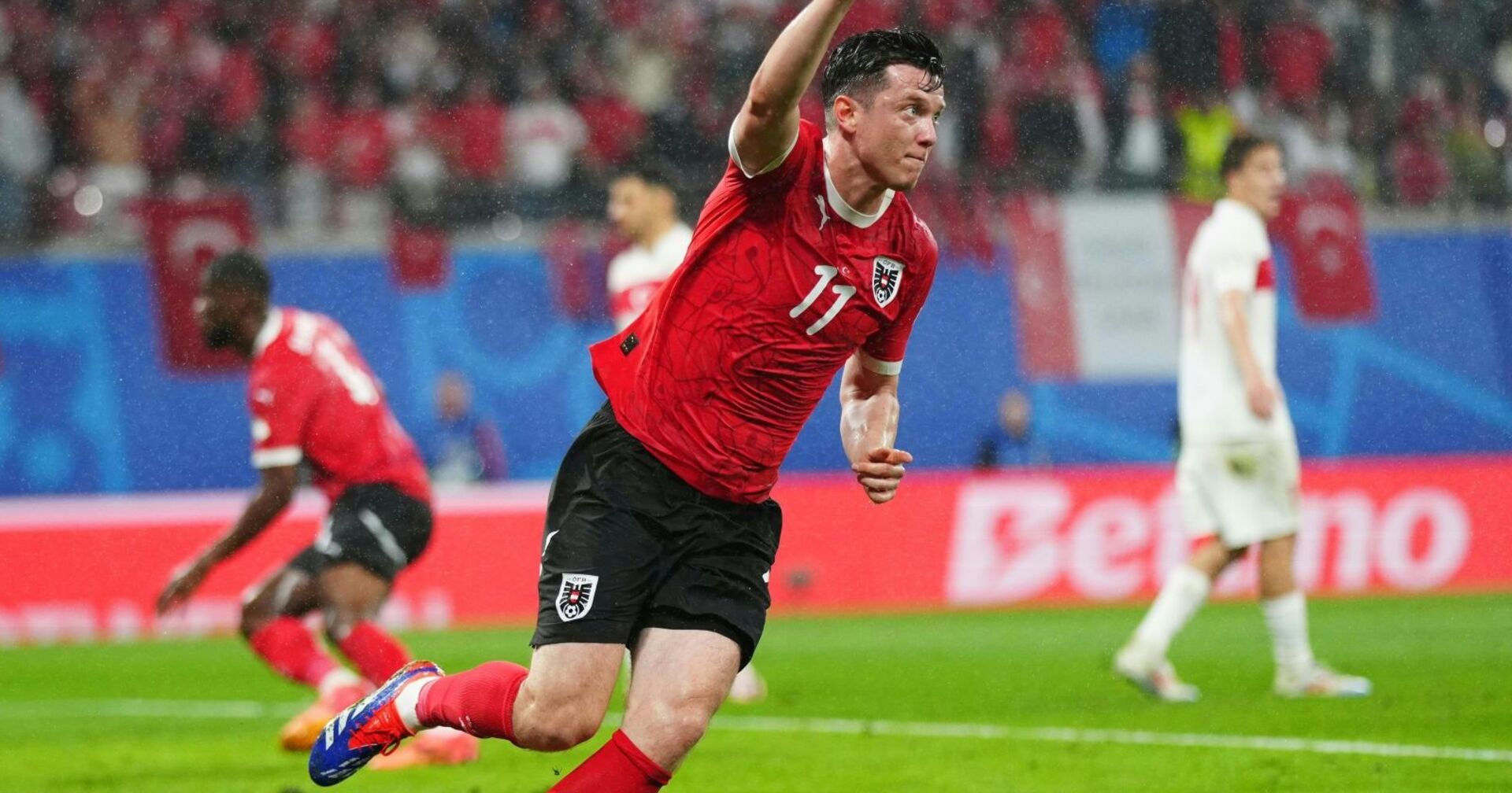 Gregoritsch jubelt über den Anschlusstreffer gegen die Türkei