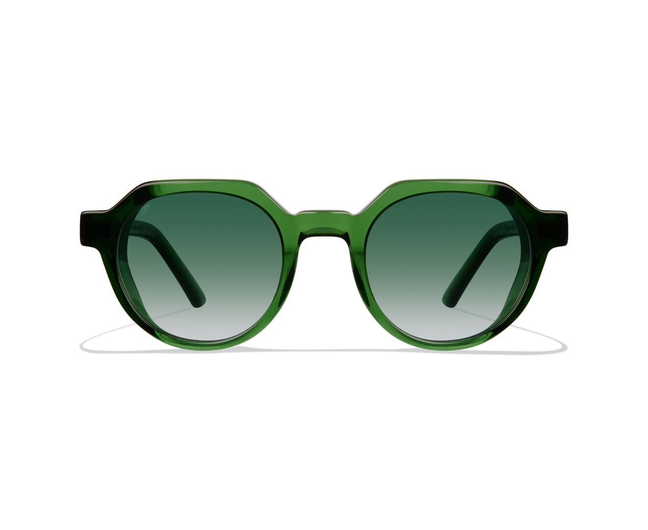 Eine Sonnenbrille mit grünem Rahmen