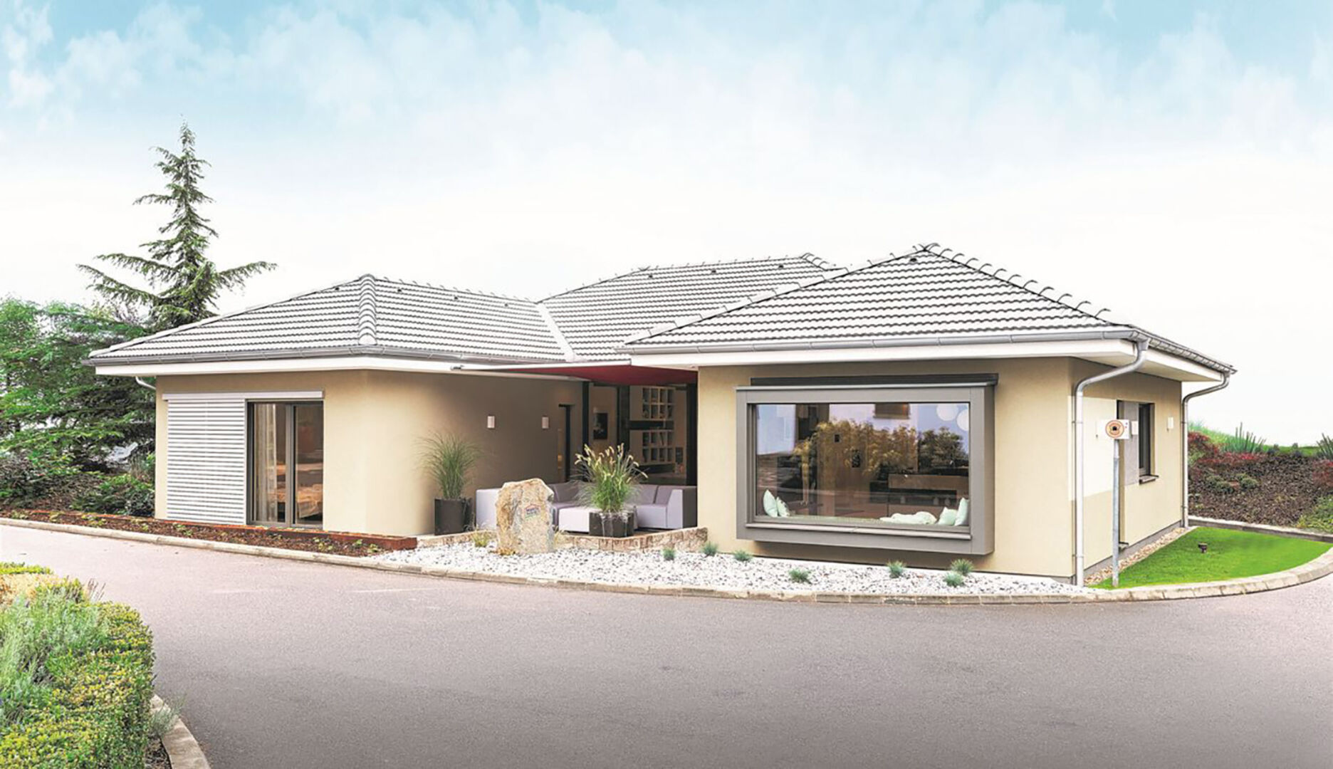 Moderner Bungalow mit heller Fassade | Credit: HARTL HAUS