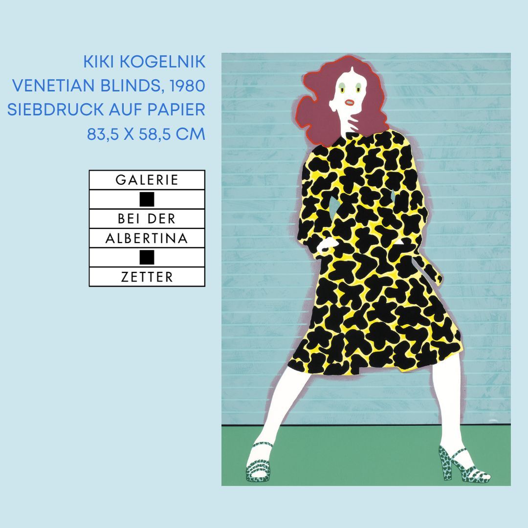 Das zu verlosende Kunstwerkt zeigt eine Dame in einem gelb-schwarzen Kleid.