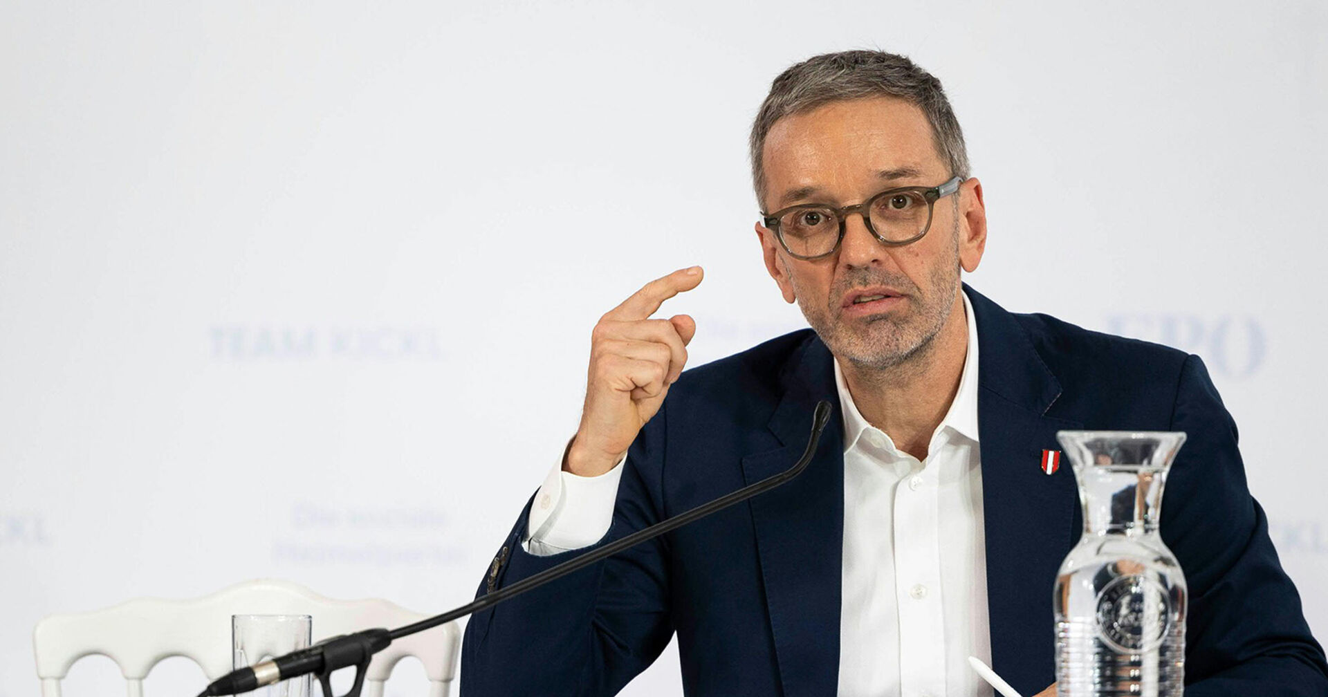 FPÖ-Chef Herbert Kickl im Rahmen einer Pressekonferenz zum Thema FPÖ-Wahlprogramm