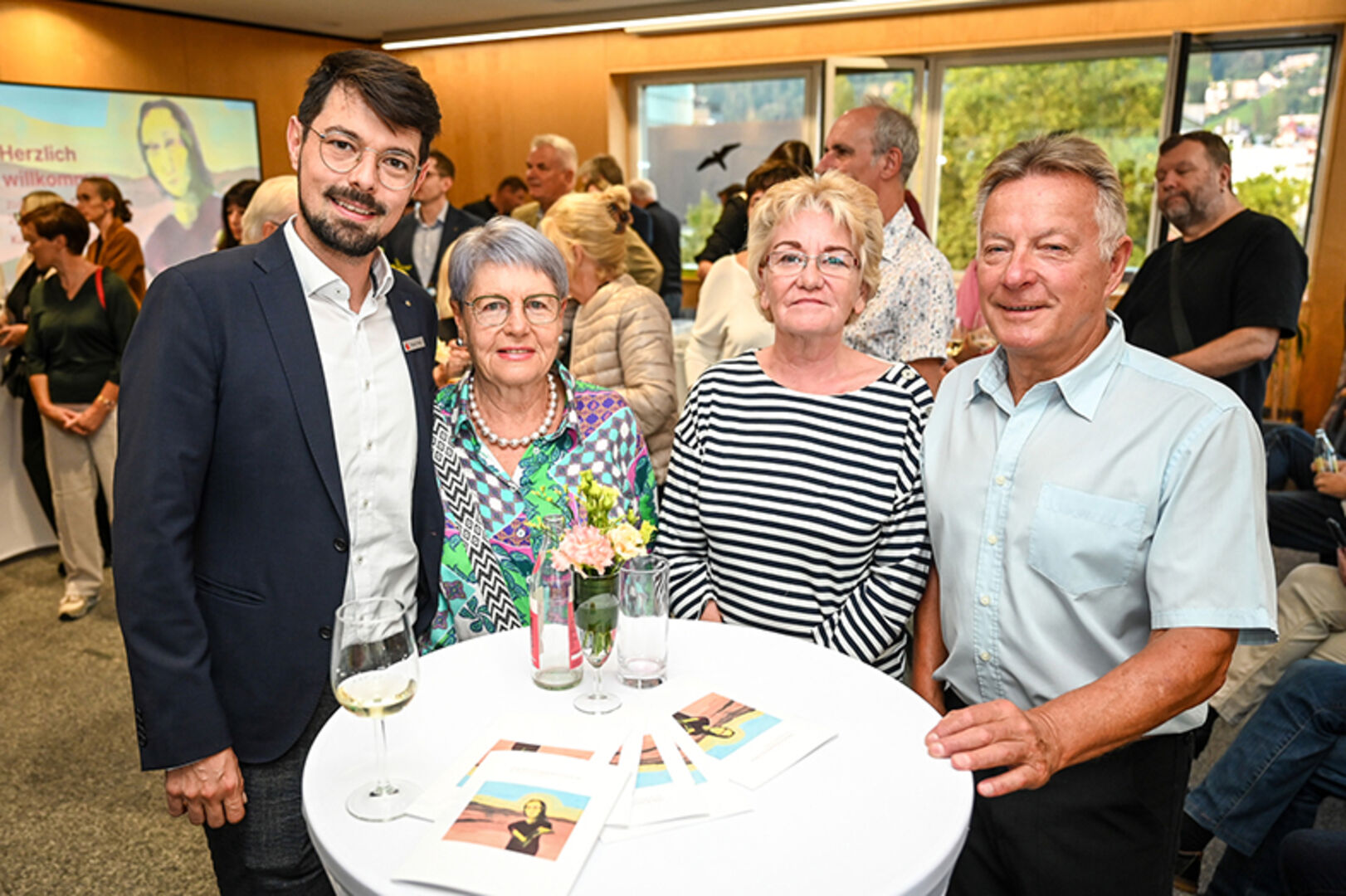 Michael Felder (Sparkasse), Siglinde  Bernecker, Christine Partel und  Wolfgang Meissner (v. li.)