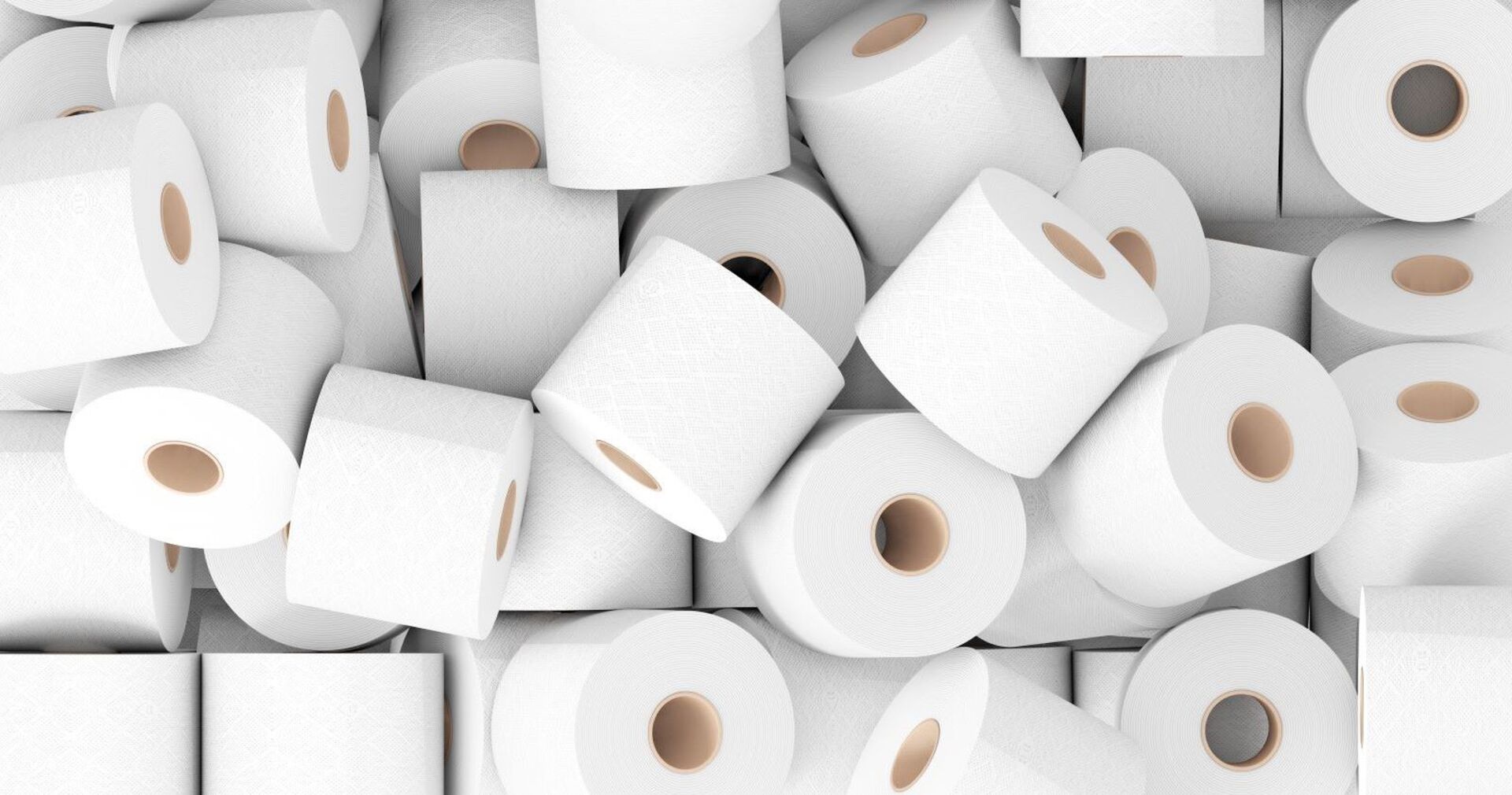 Viele Klopapierrollen auf einem Haufen.