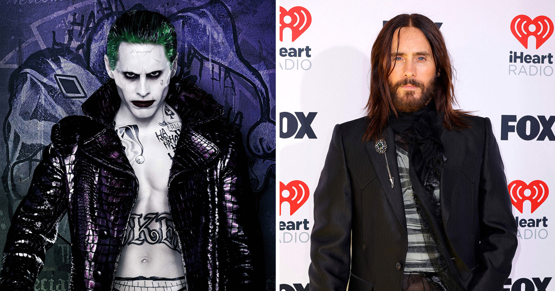 Gegenüberstellung von Jared Lego und seiner Joker-Rolle.