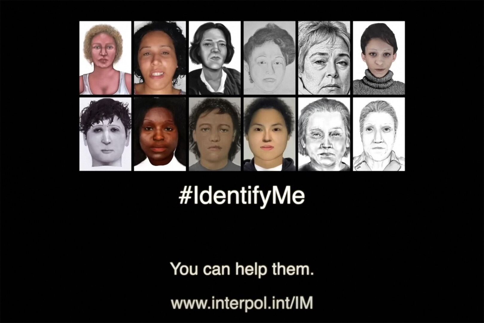 Gesichtsrekonstruktionen in &quot;Identify me&quot; von Interpol.
