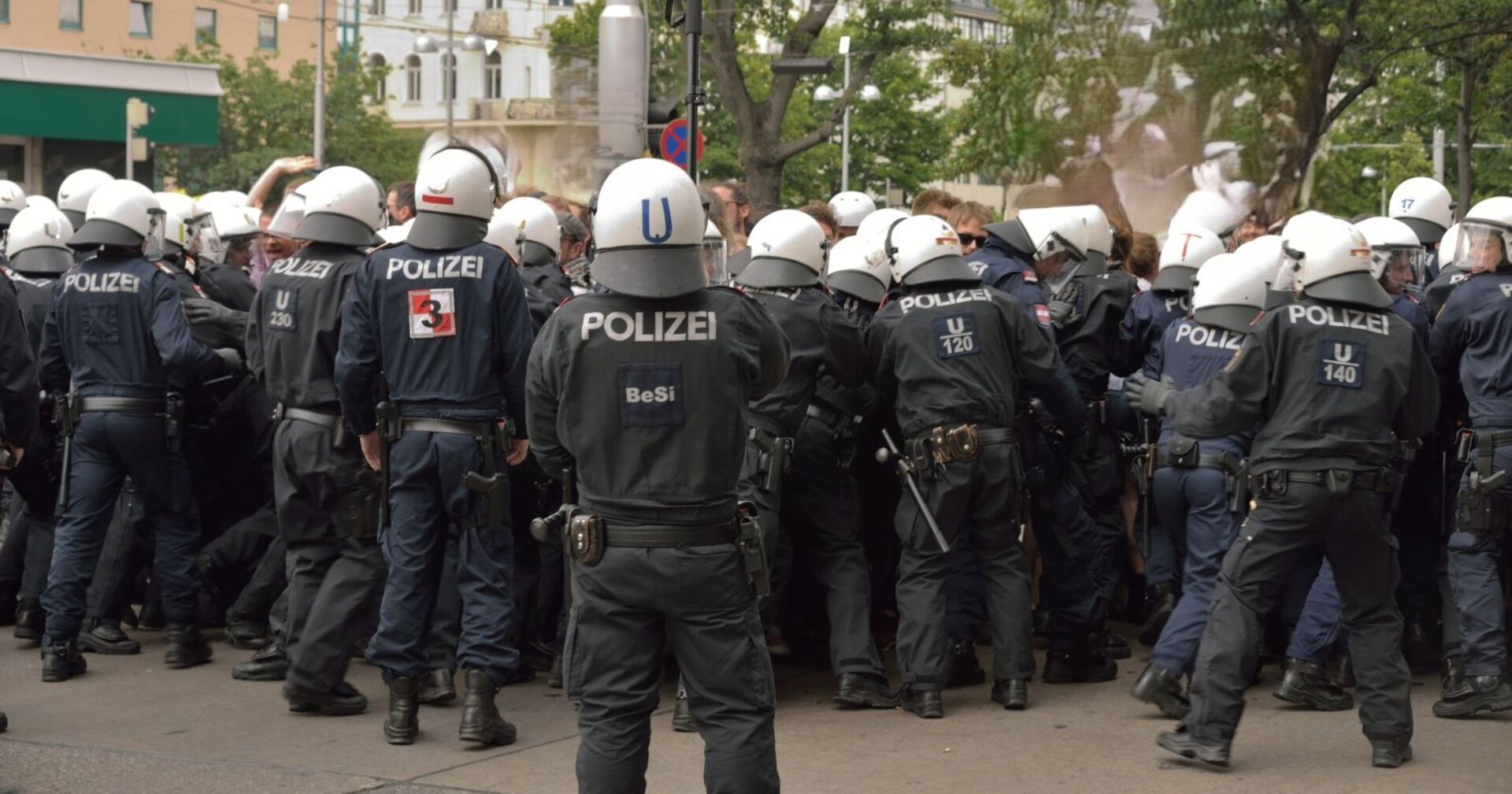 Polizei bei einer Demonstration