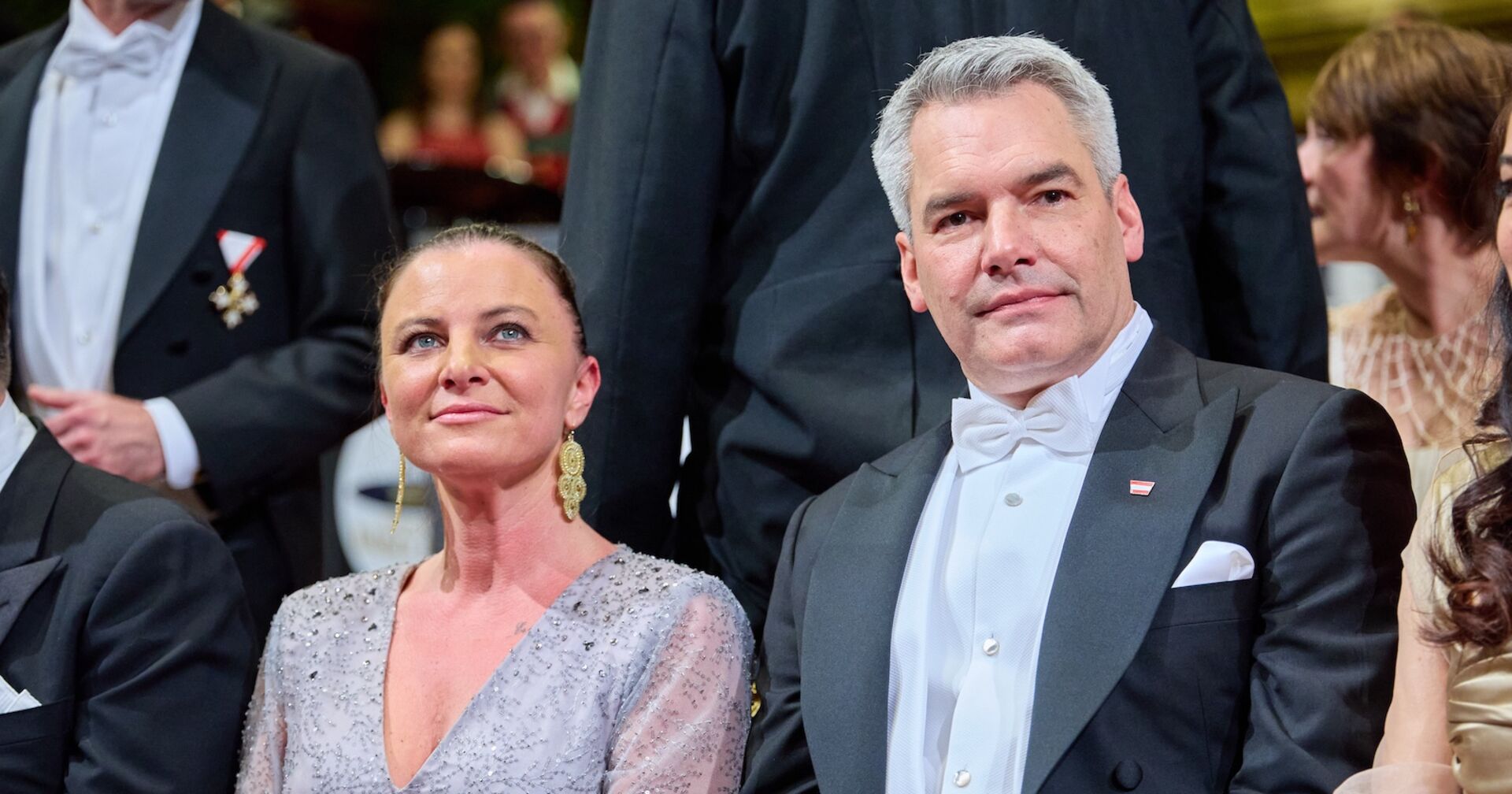 Katharina und Karl Nehammer (ÖVP) beim Besuch des Wiener Philharmonikerballs 2024