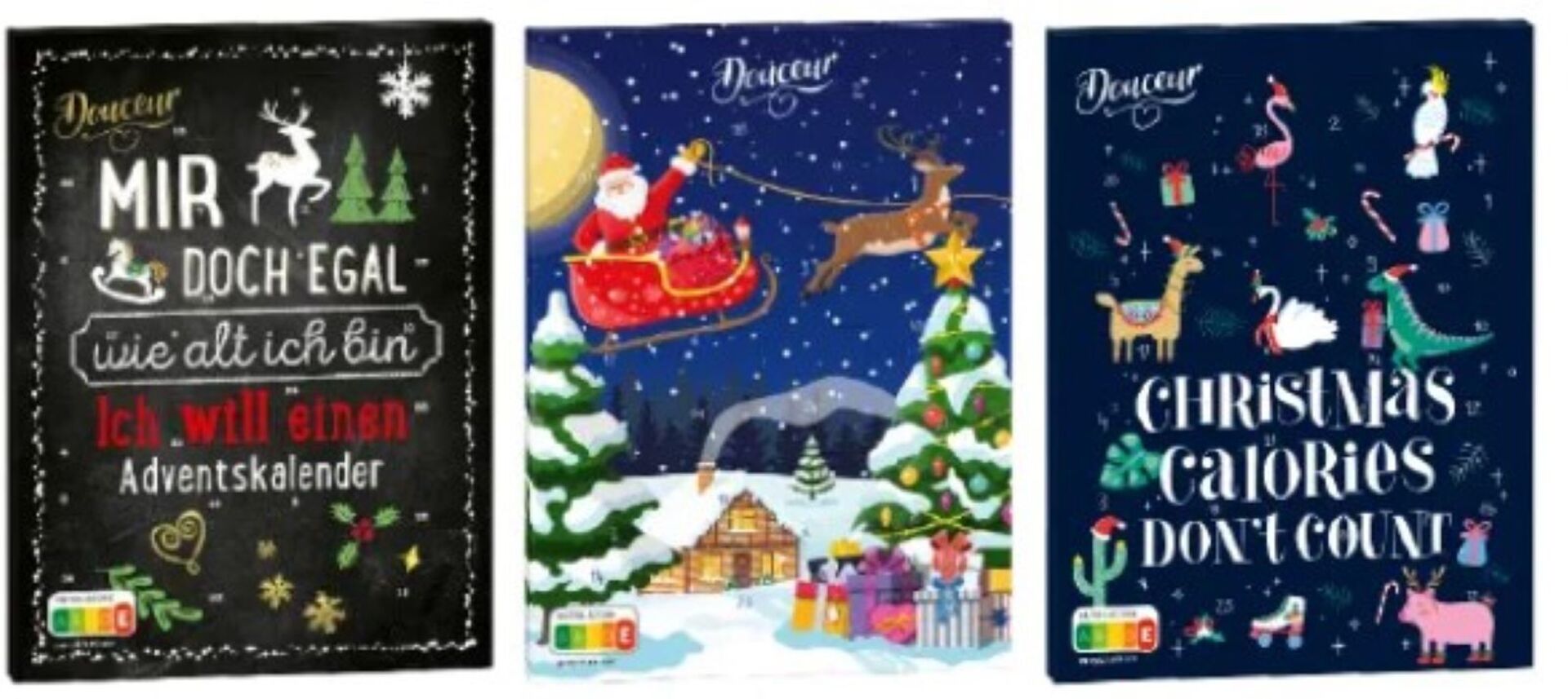 Die drei betroffenen Douceur-Adventkalender.