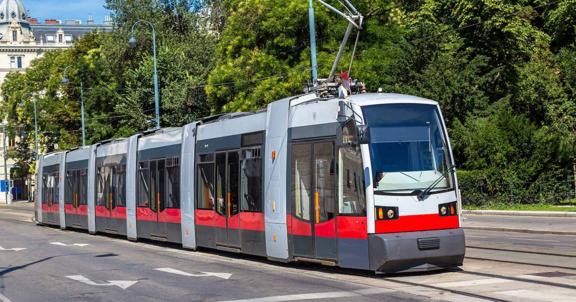 Eine Straßenbahn in Wien.