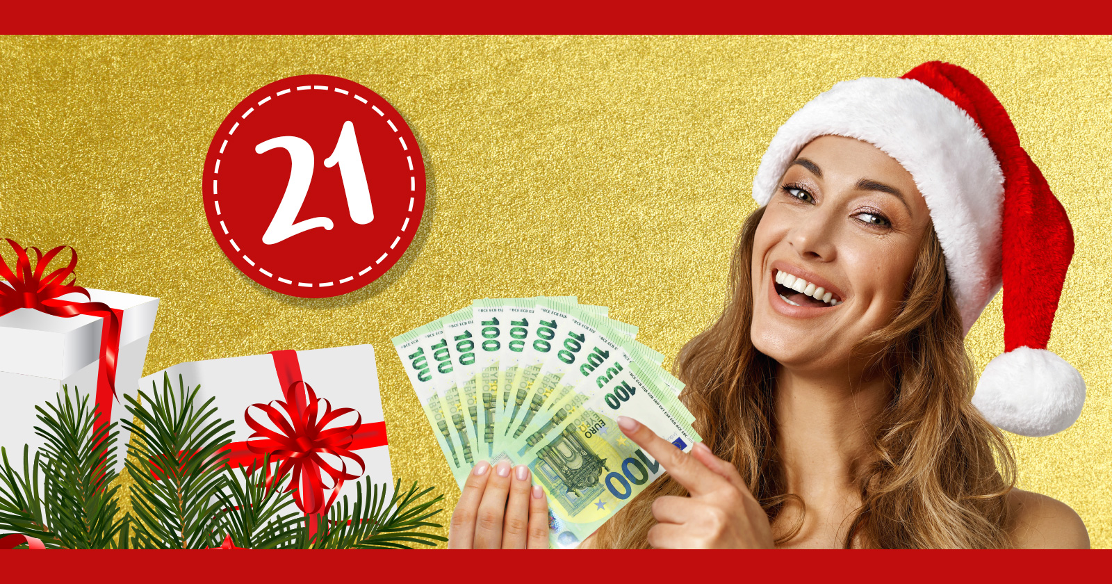 Junge Frau mit Santa Claus Mütze und Geldscheinen | Credit: Weekend Magazin GmbH