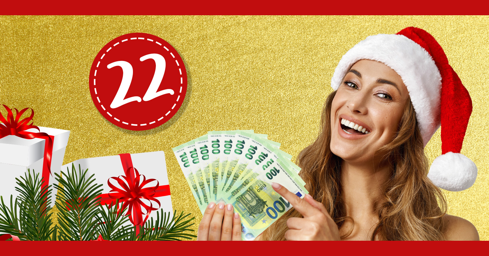 Junge Frau mit Santa Claus Mütze und Geldscheinen | Credit: Weekend Magazin GmbH