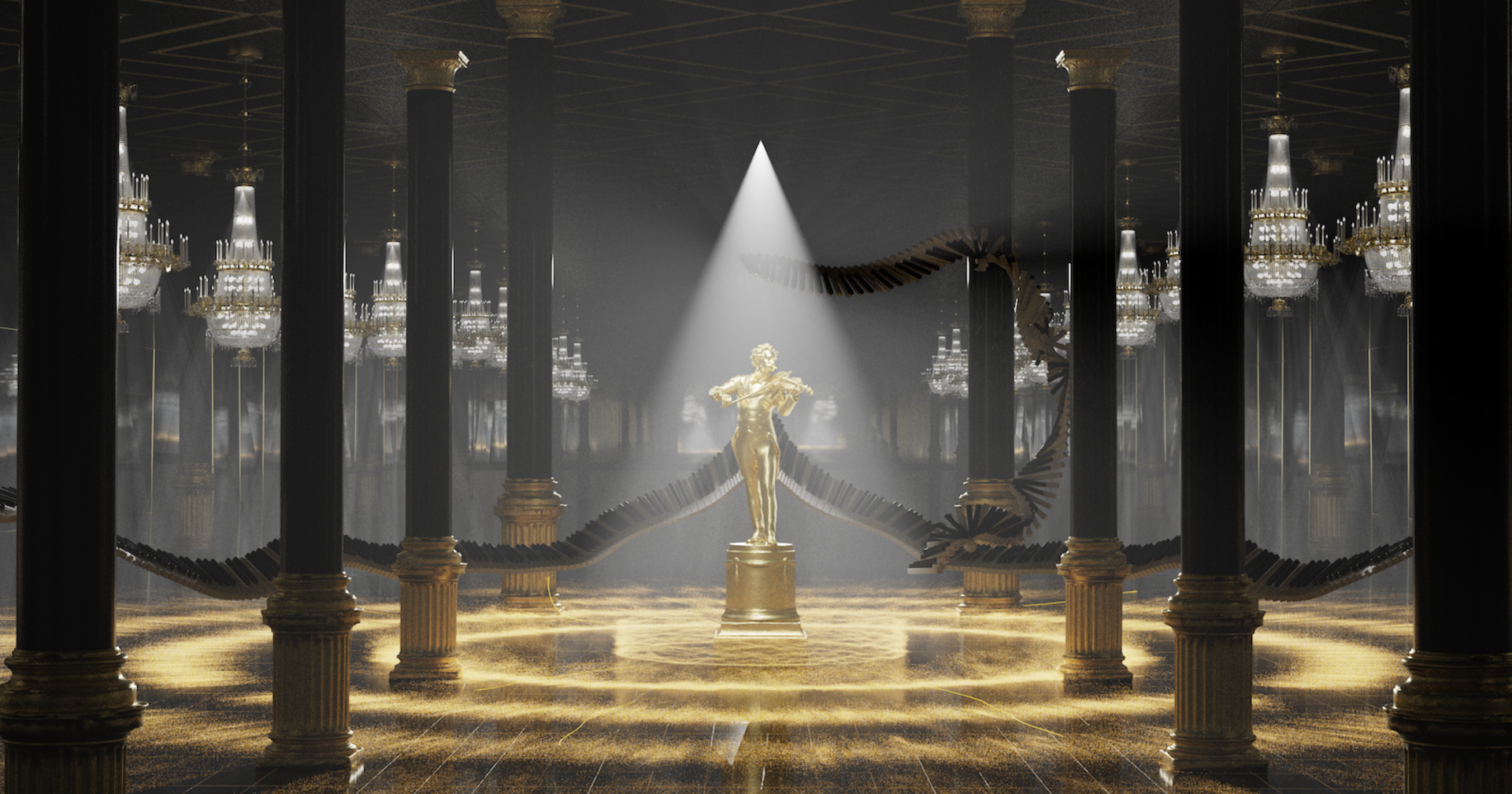 Multimedialer Auftritt von Johann Strauss