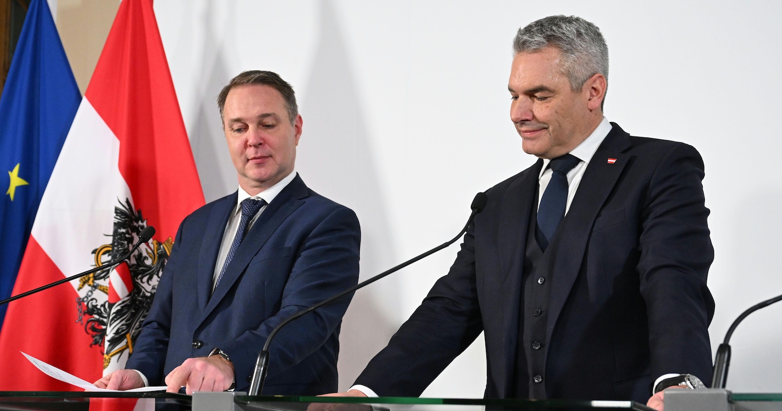 Bei der Pressekonferenz zum Stand der Koalitionsgespräche hat Nehammer mit dem Versuch, einen Witz zu machen für einige Irritation gesorgt.