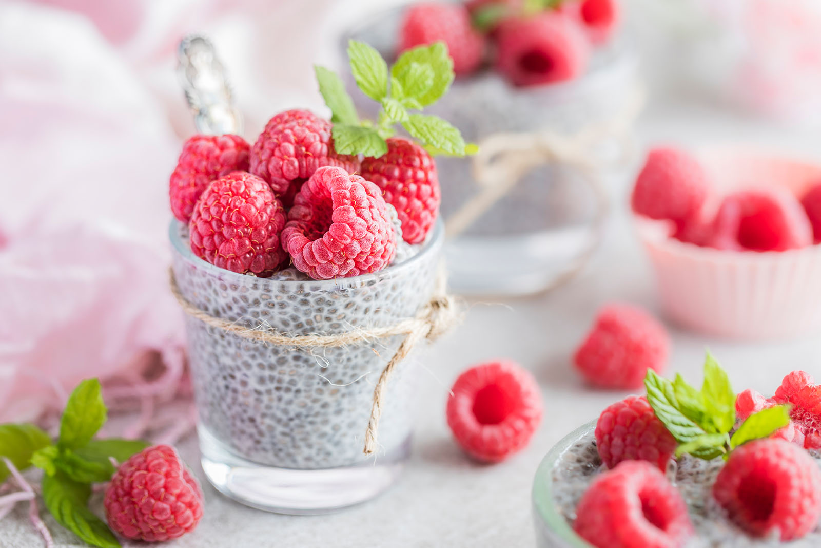 Chia Pudding mit Himbeeren | Credit: iStock.com/Angela Kotsell