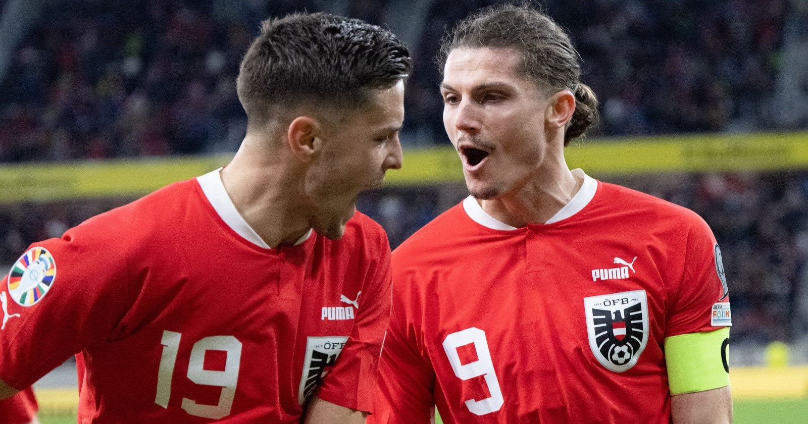 Christoph Baumgartner und Marcel Sabitzer beim Jubel