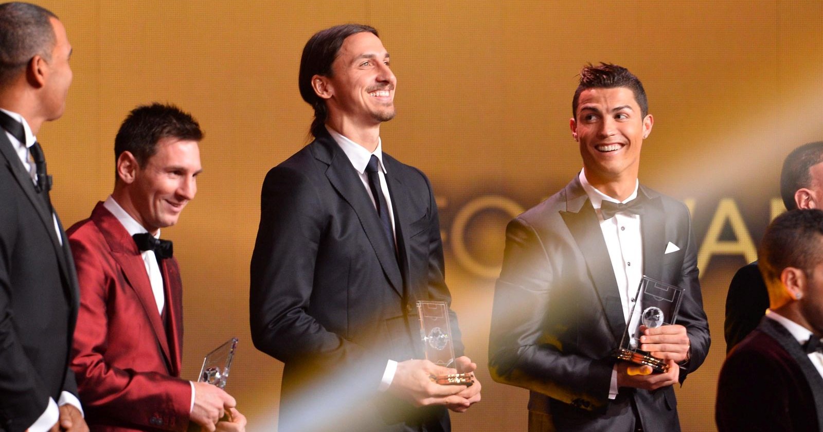 Lionel Messi, Cristiano Ronaldo und Zlatan Ibrahimovic bei einer Gala