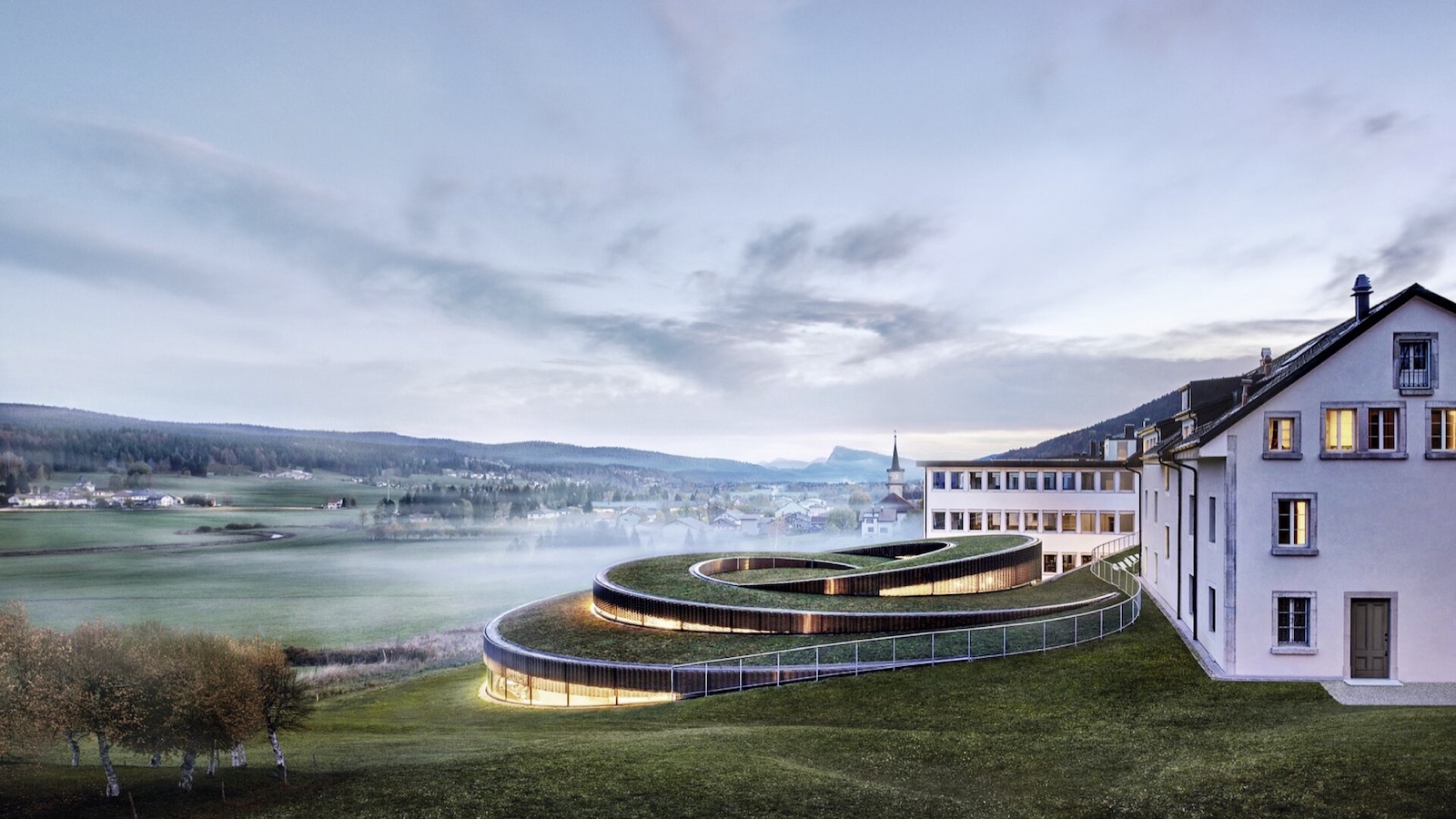 Außenansicht der spiralförmigen Museumsarchitektur