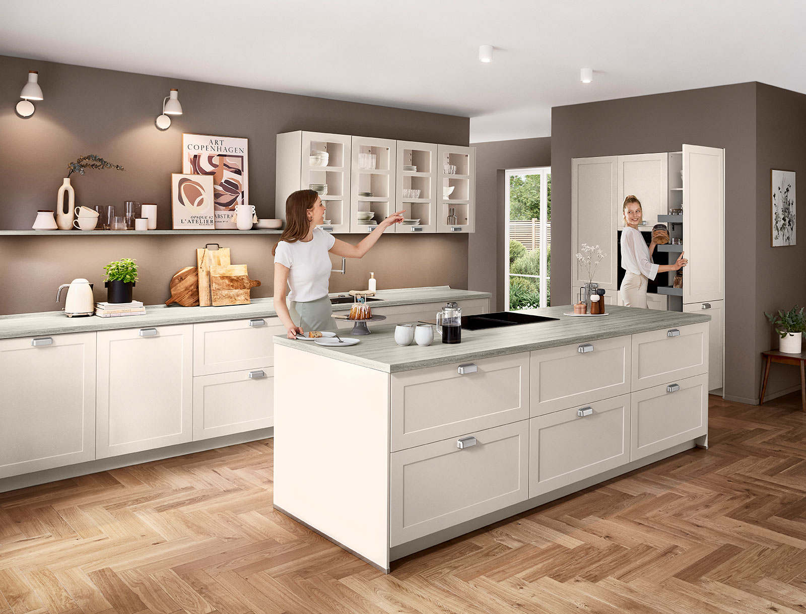 Moderne Wohnküche in Cremeweiß | Credit: XXXLutz