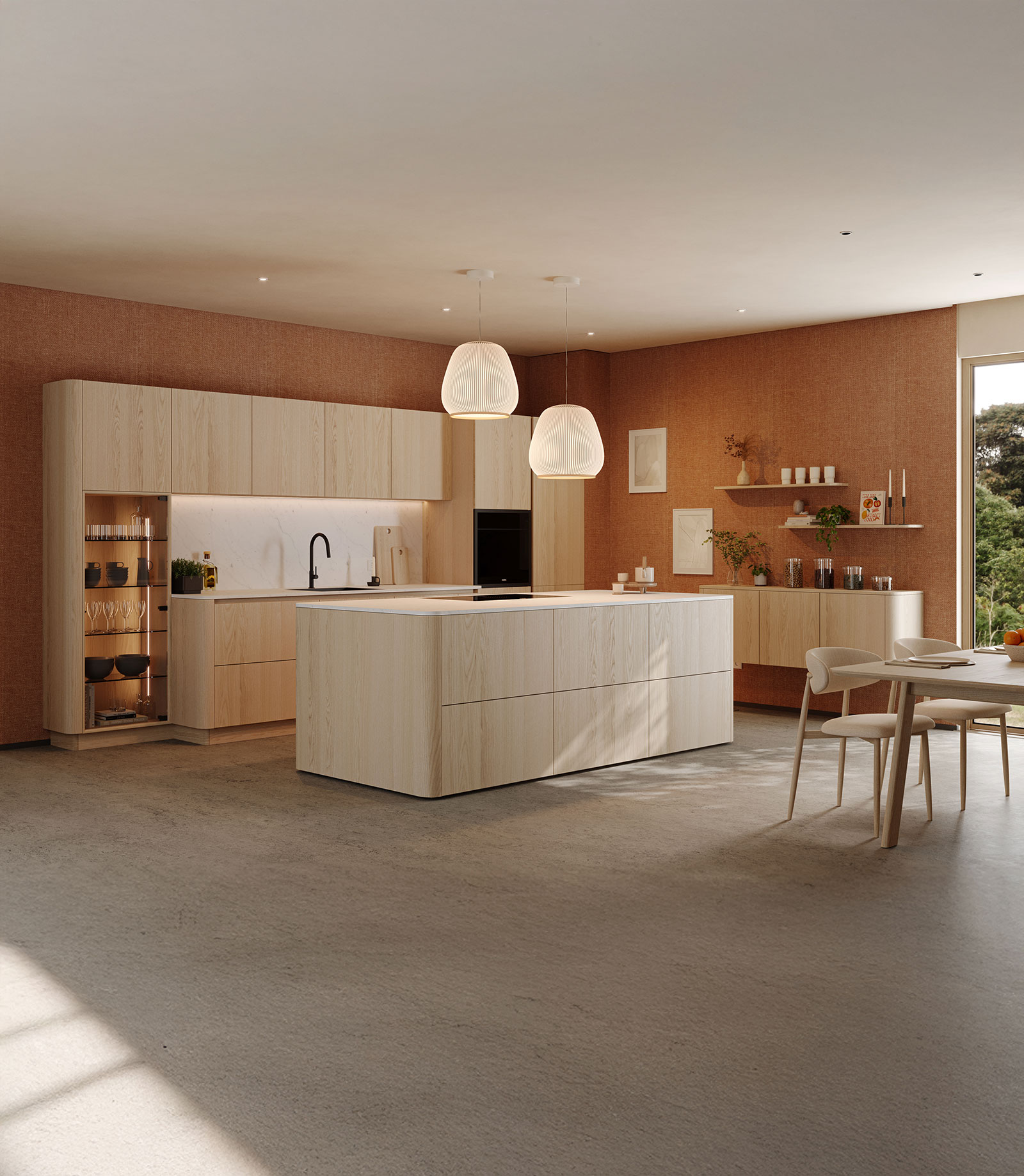 Helle Küche in Naturtönen | Credit: XXXLutz