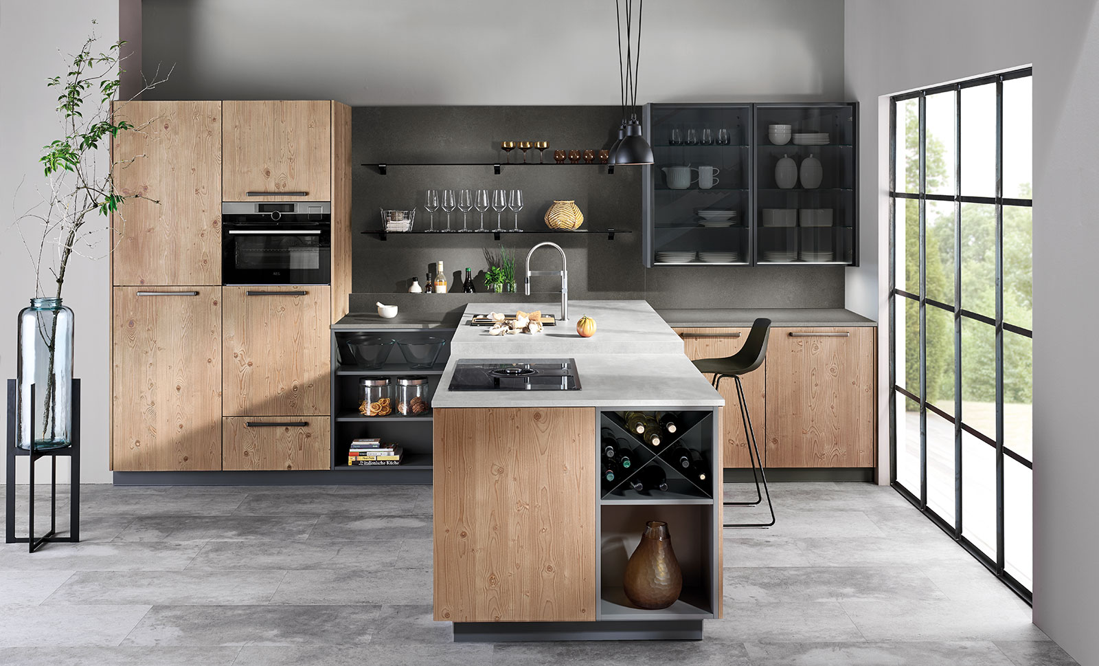 Moderne Küche in Holzoptik | Credit: XXXLutz