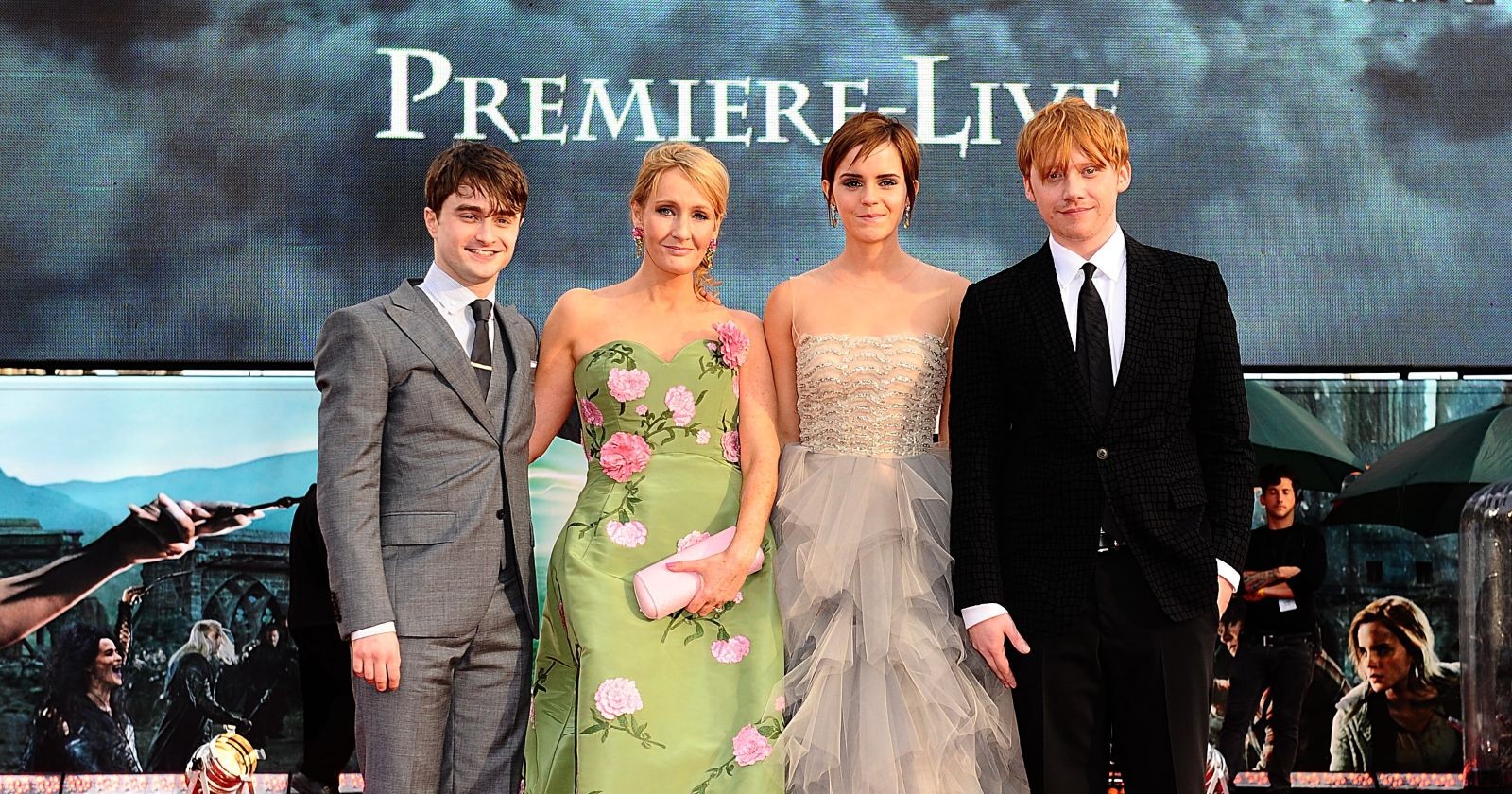 Daniel Radcliffe, JK Rowling, Emma Watson und Rupert Grint
