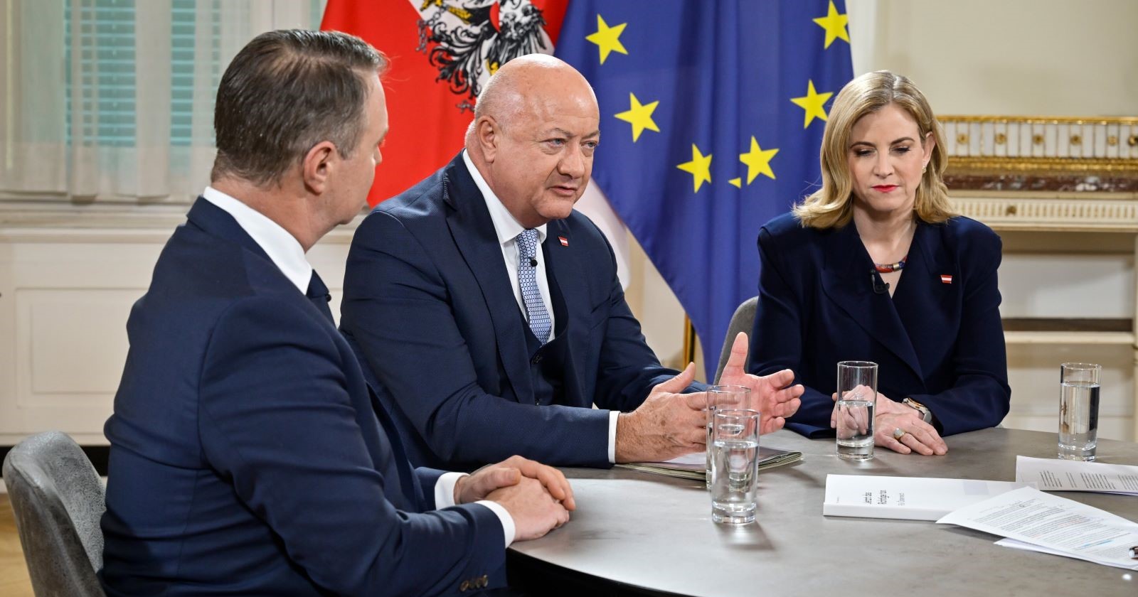 Andreas Babler, Christian Stocker, Beate Meinl-Reisinger.