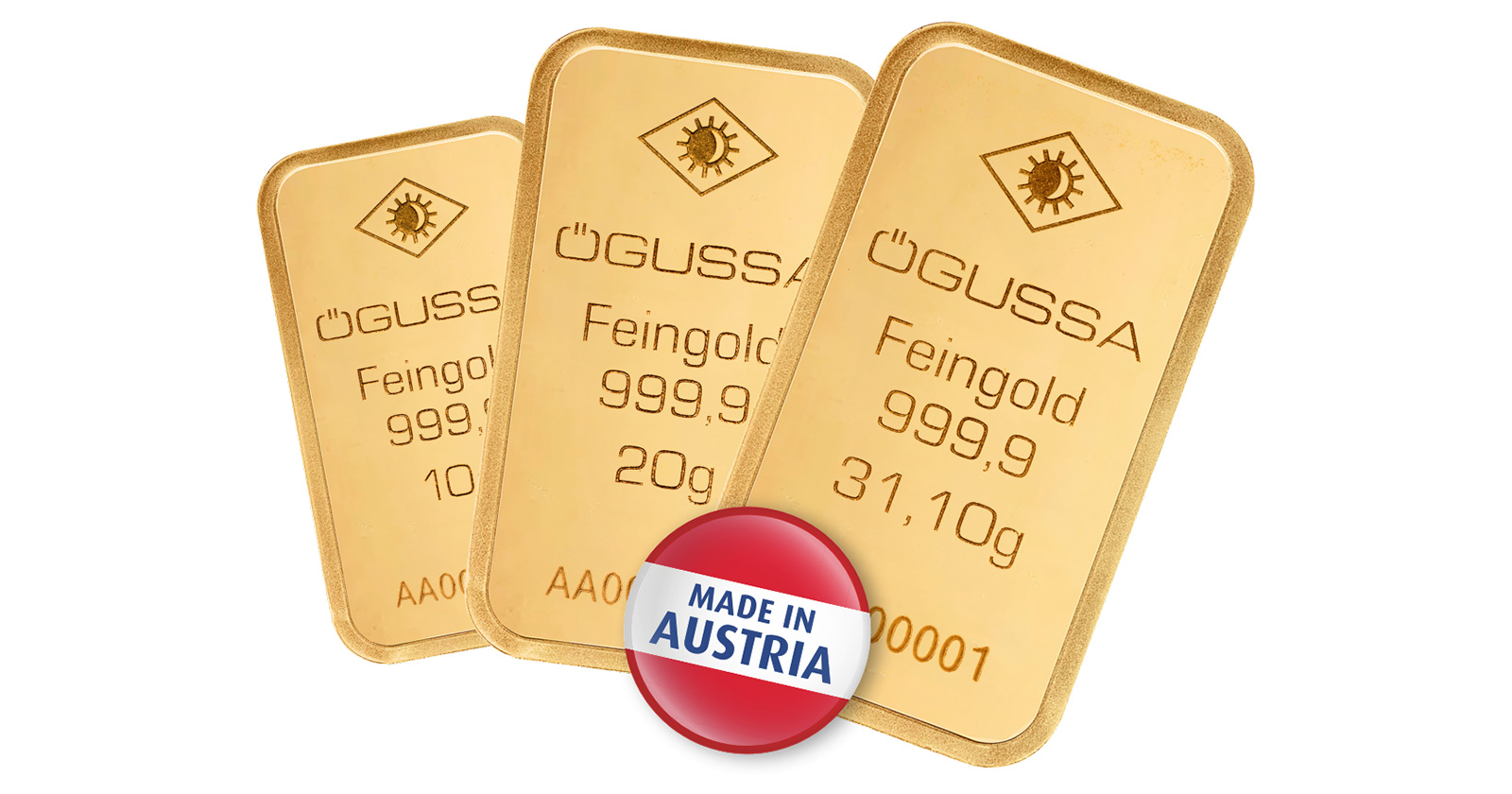 Drei Goldbarren | Credit: Österreichische Gold- und Silber-Scheideanstalt