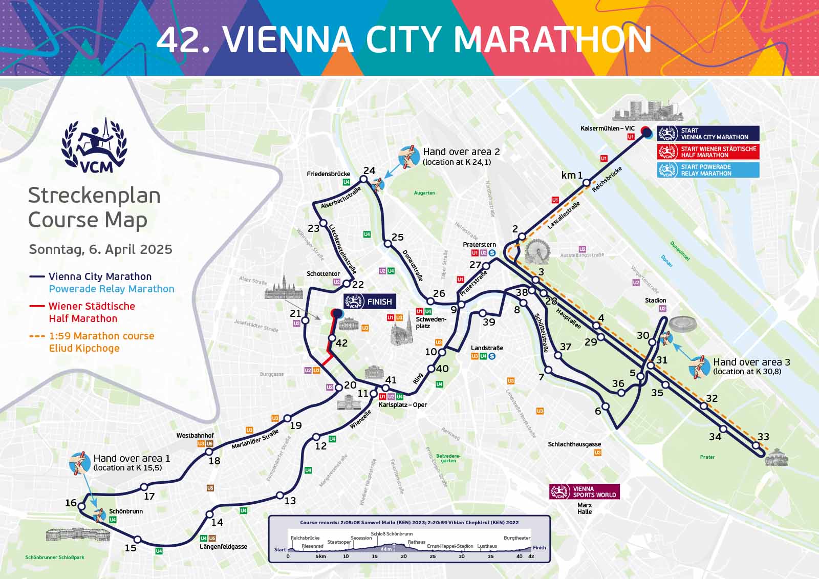 Streckenplan für den Vienna City Marathon