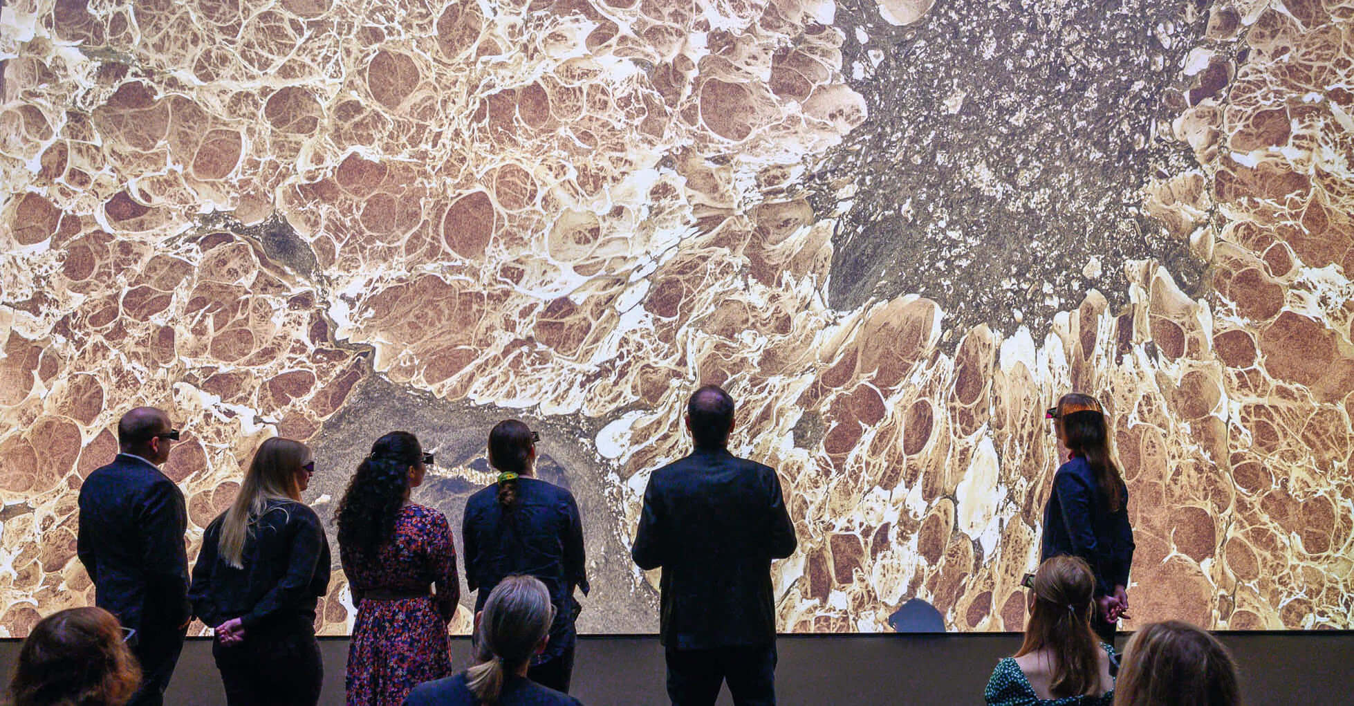 Die 3D-Vorlesungen aus dem JKU medSPACE werden live auf einer LED-Wand an der Medizinischen Universität Graz gezeigt.