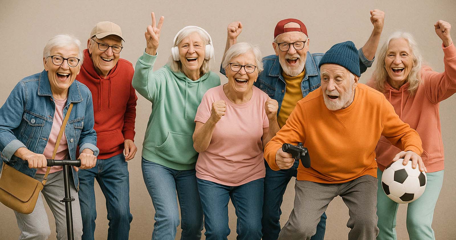 Alte Menschen in Jugendlicher Kleidung