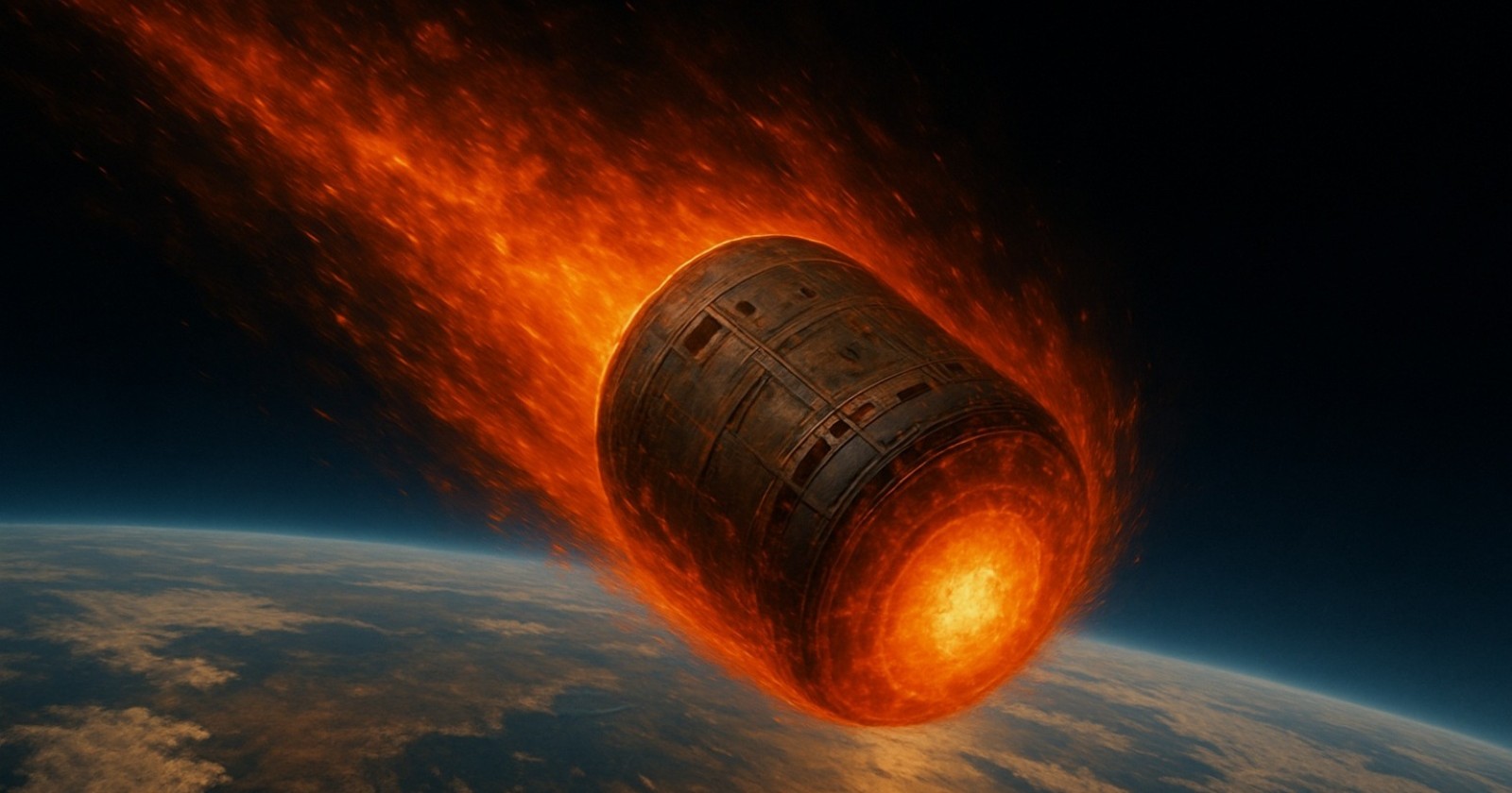 Computergrafik: Raumsonde stürzt brennend auf die Erde