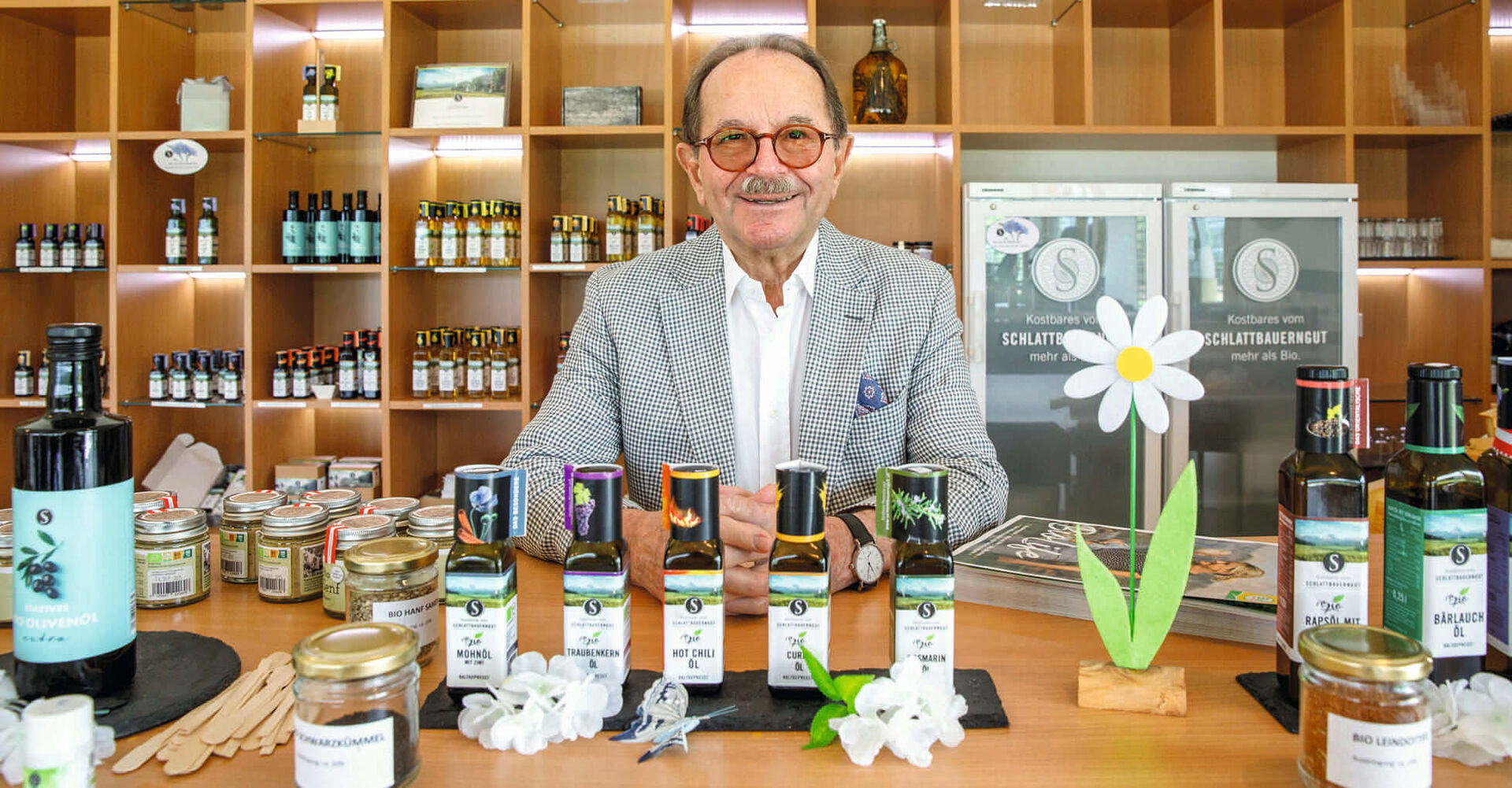 Begehrt in ganz Österreich: die hochwertigen Öle und Essige von Klaus Fronius.
