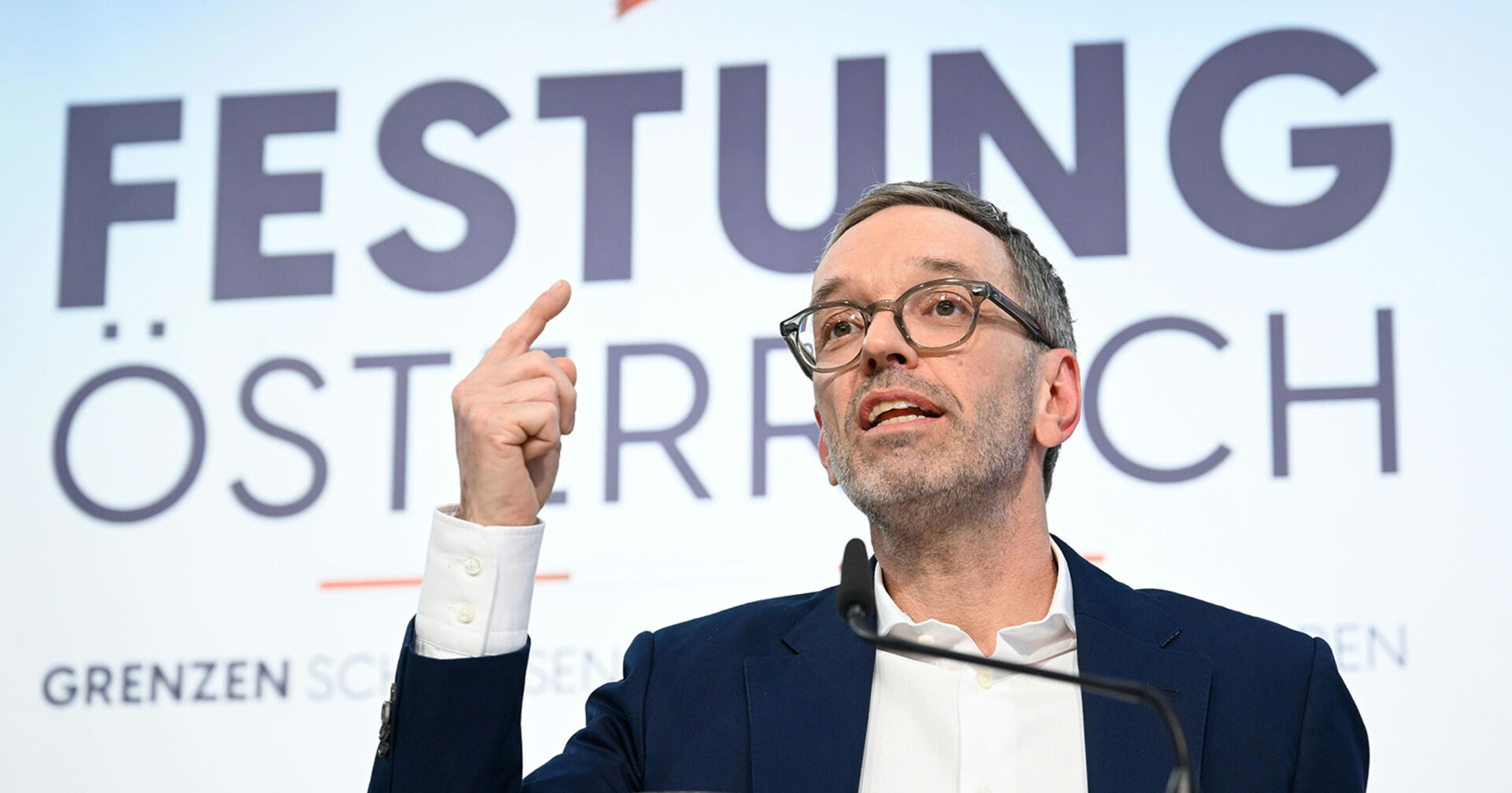 FPÖ-Chef Herbert Kickl im Rahmen einer Pressekonferenz.