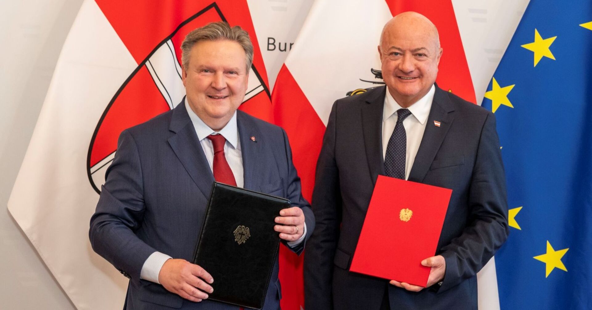 (v.l.) Bürgermeister Michael Ludwig betont und Bundeskanzler Christian Stocker